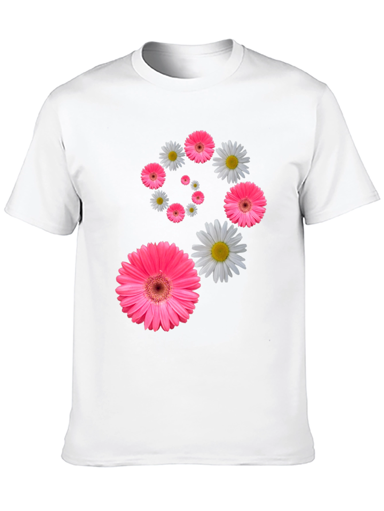 Black Floral Swirl T-Shirt - Pink Daisy Design view 10