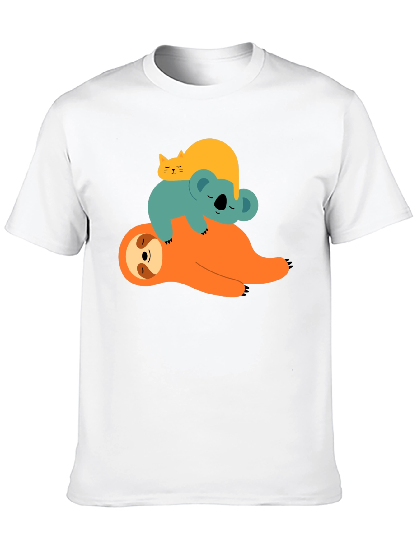 Black Sloth, Koala, & Cat Stacked Graphic Tee view 10