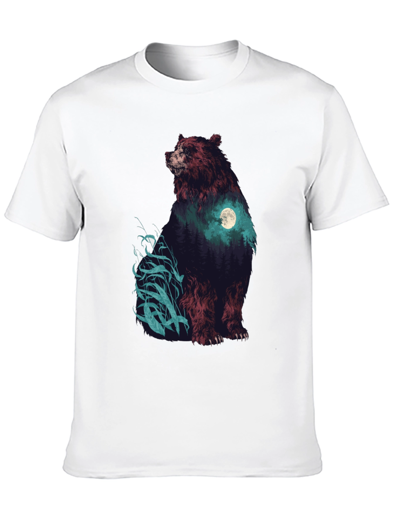 Black Bear Forest Moon Graphic T-Shirt view 10