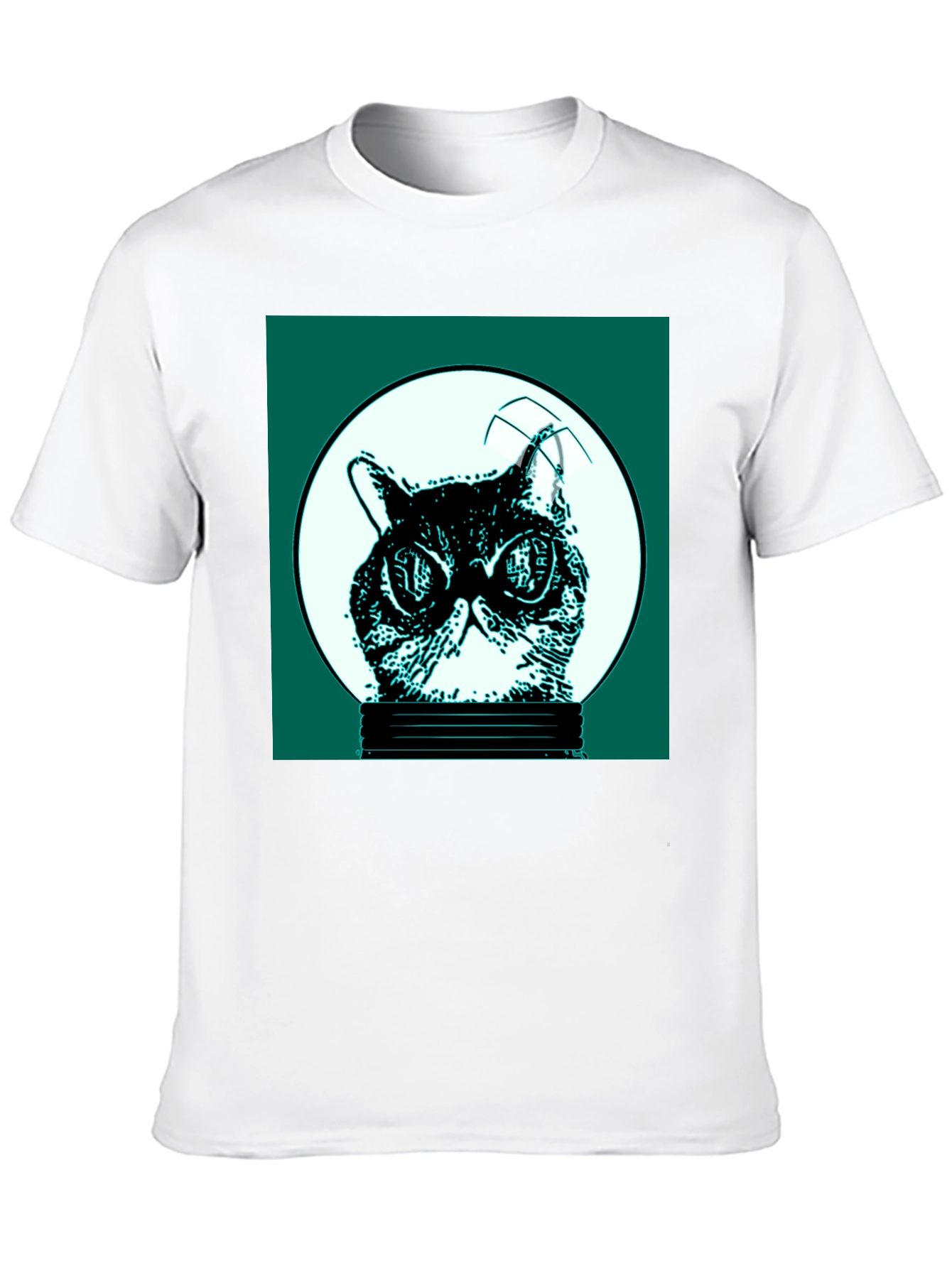 Black Cool Cat in Bulb Graphic Tee view 10