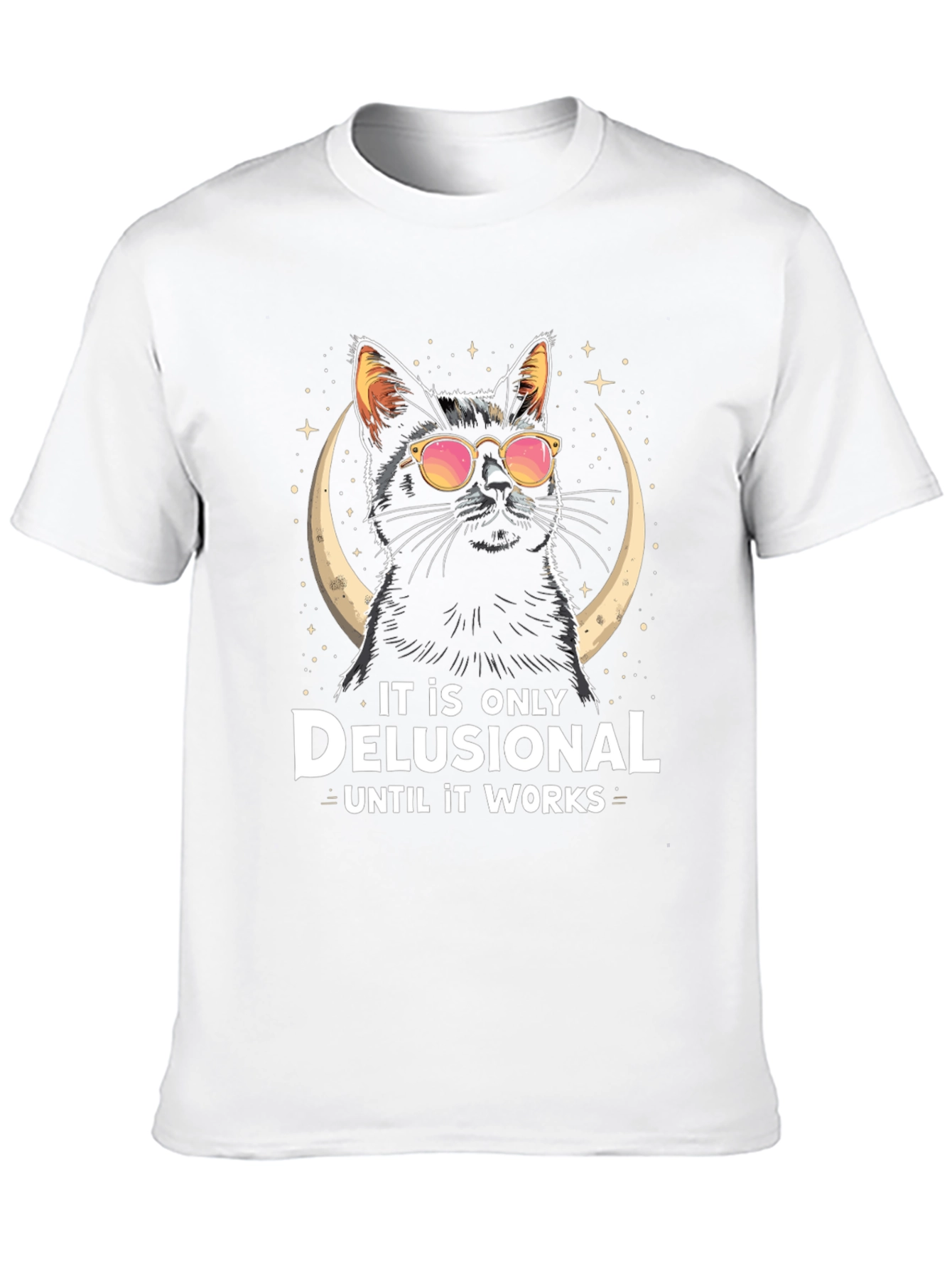 Black Delusional Cat T-Shirt - Funny Novelty Tee view 10