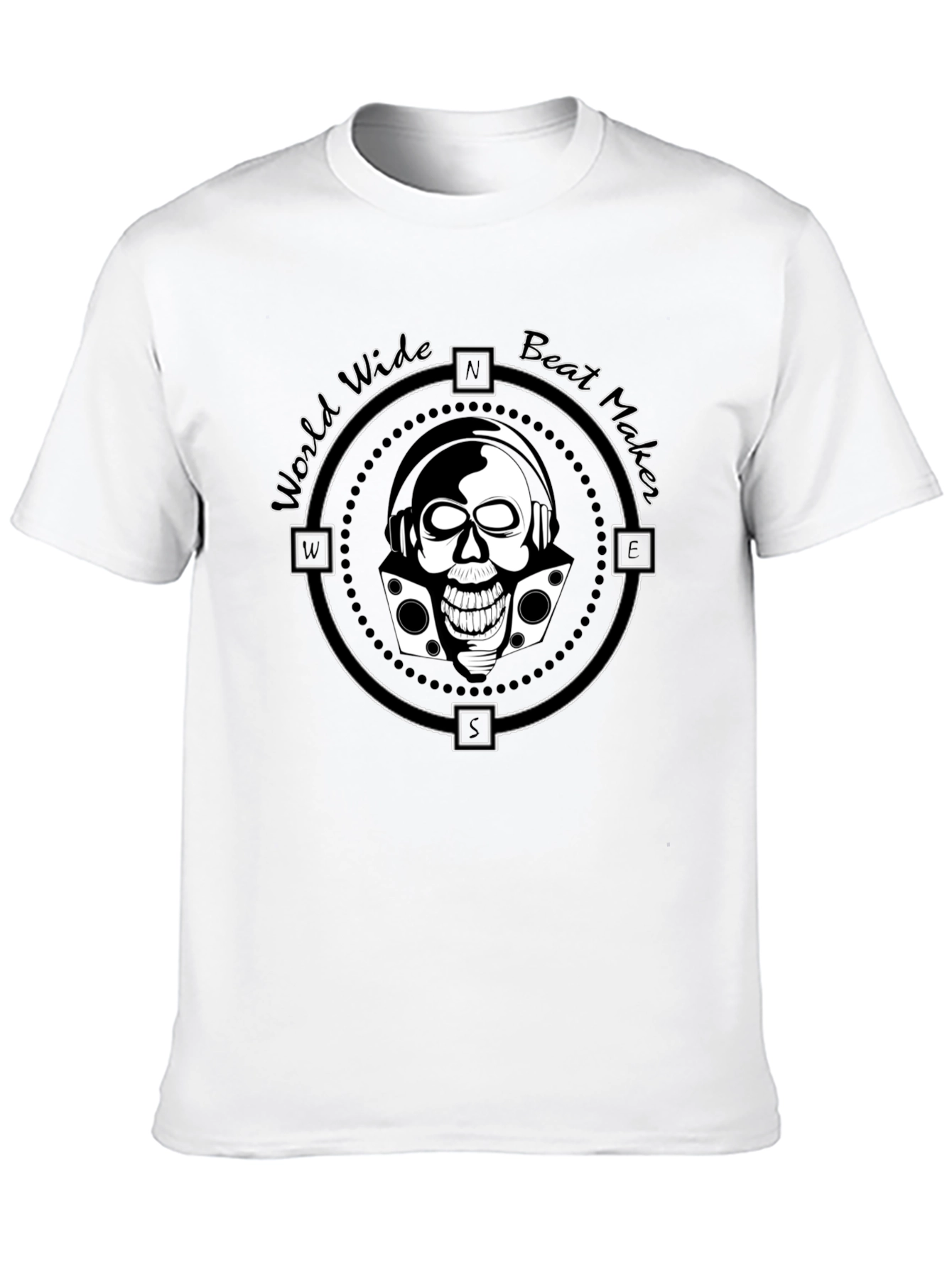Black World Wide Beat Maker Skull Graphic Black T-Shirt view 10