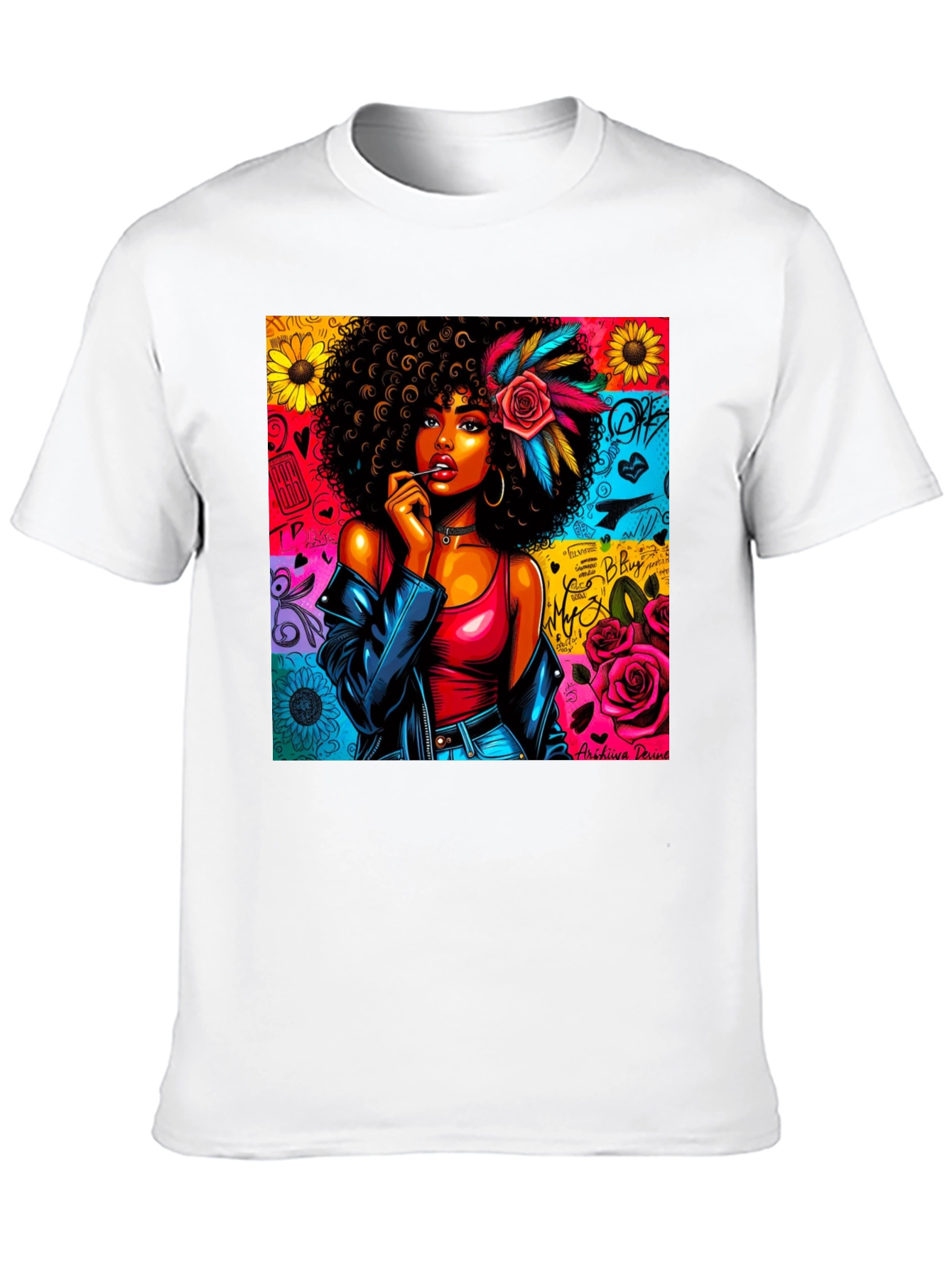 Black Graphic Tee: Afro-Punk Style T-Shirt view 10