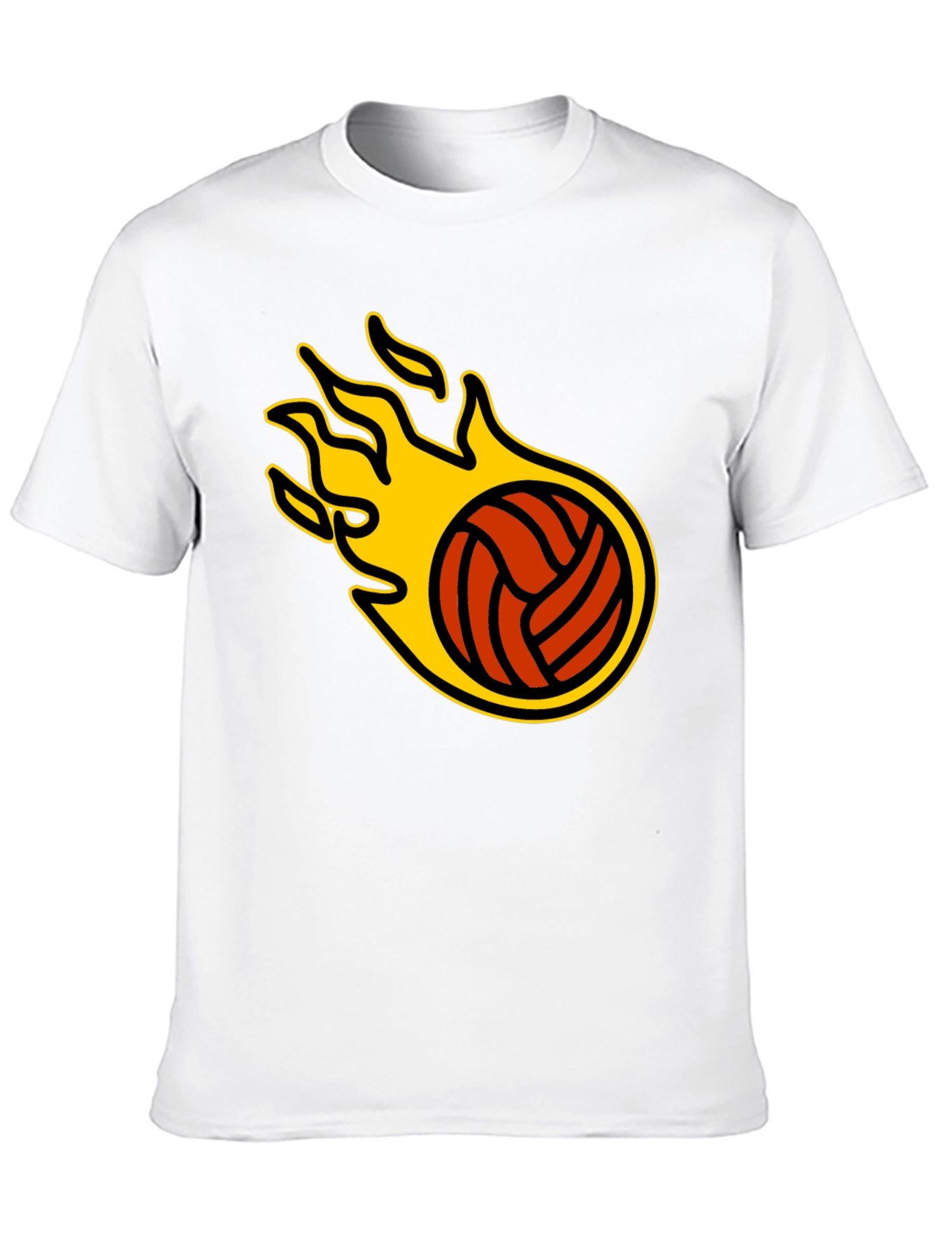 Black Flaming Volleyball Graphic T-Shirt view 10