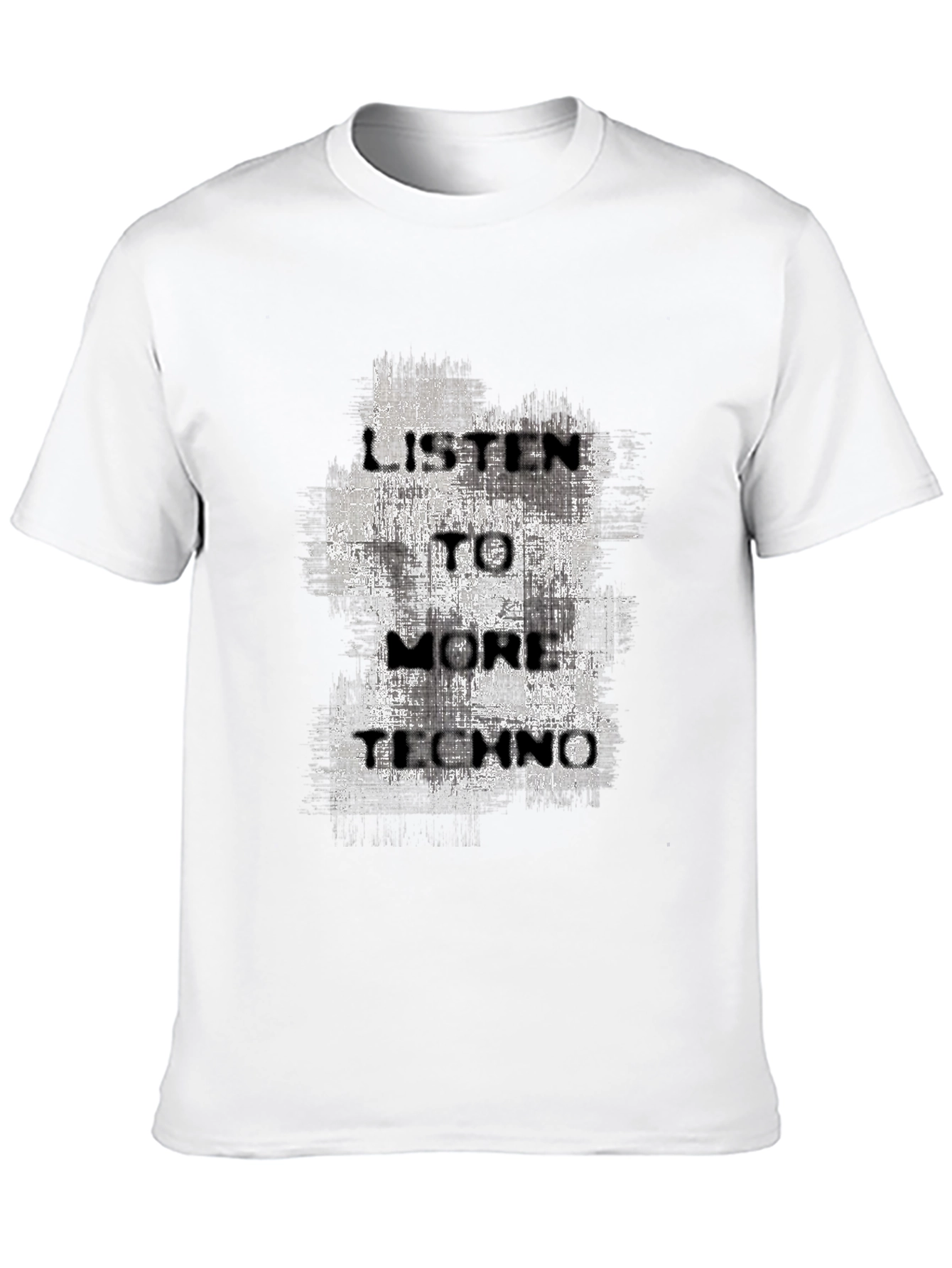 Black Listen To More Techno Graphic Tee - Black Cotton T-Shirt view 10