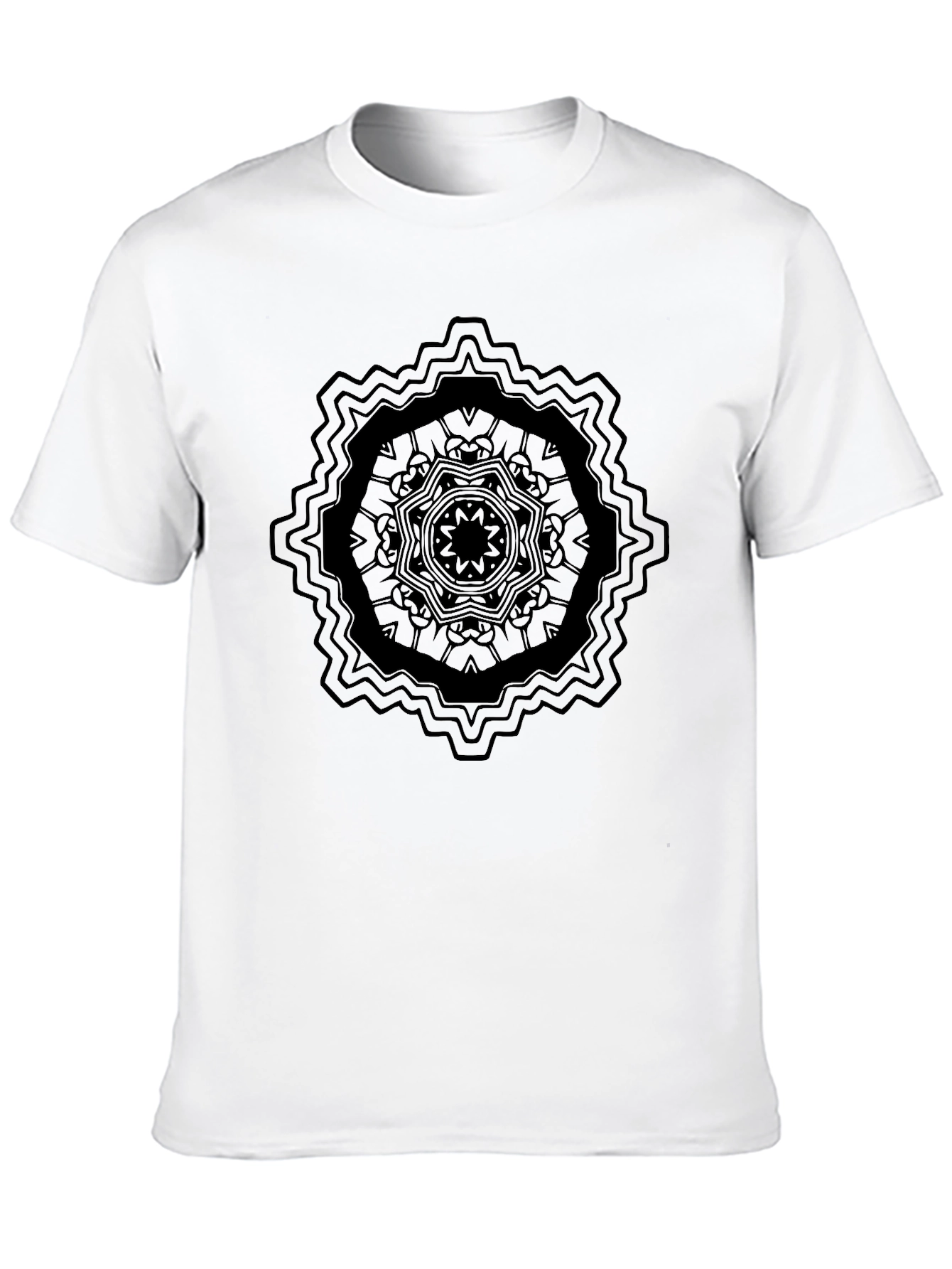 Black Black Mandala Graphic Print Crew Neck T-Shirt view 10