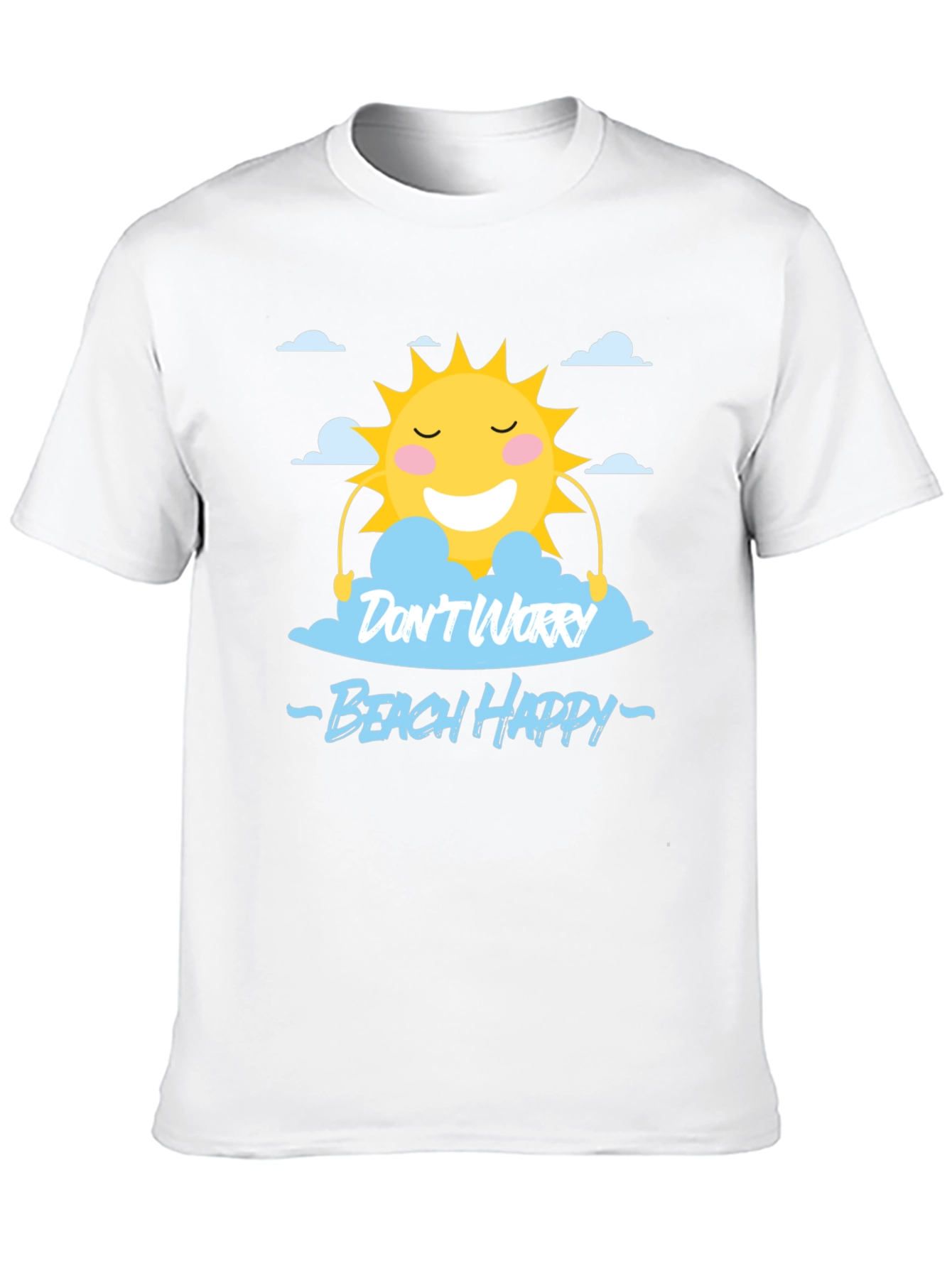 Black Don't Worry Beach Happy Black T-Shirt view 10