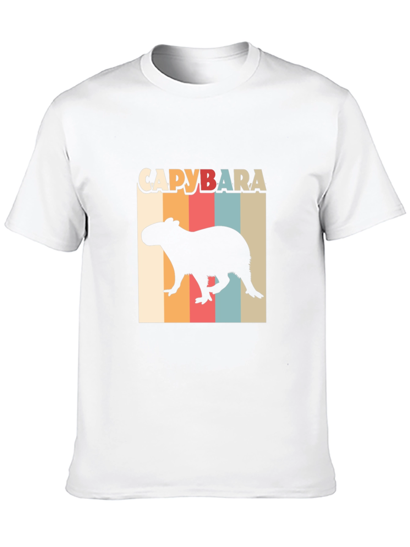 Black Capybara Retro Style T-Shirt view 10