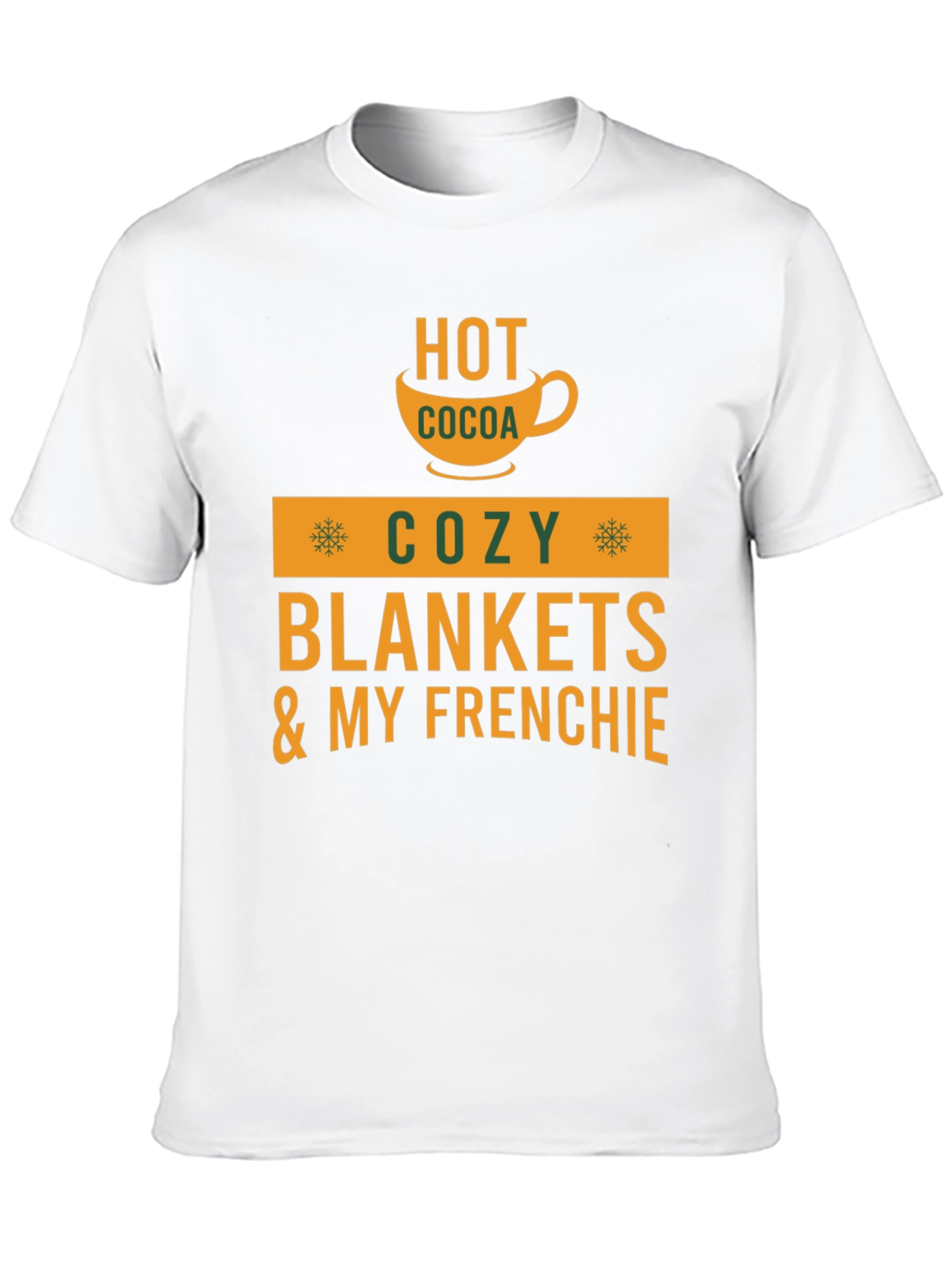 Black Cozy Season T-Shirt: Hot Cocoa & Frenchie view 10