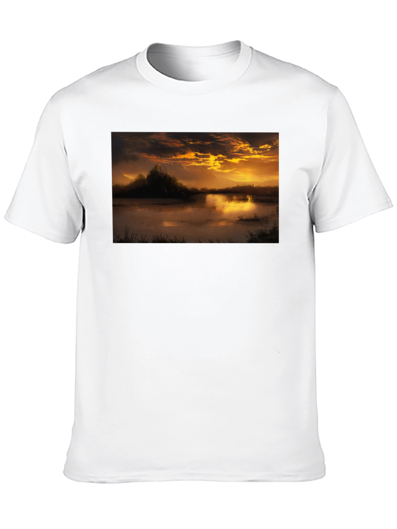 Black Sunset Lake Graphic Tee - Black Cotton Blend view 10