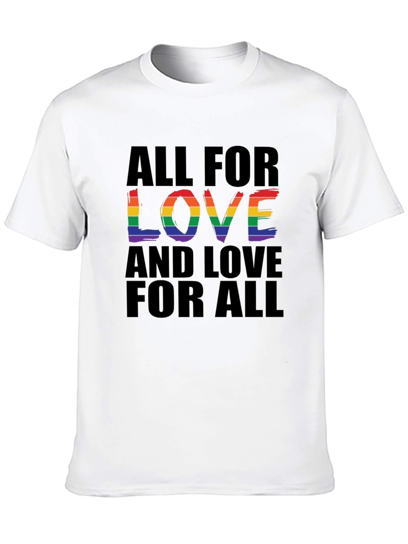 Black All For Love T-Shirt - Rainbow Pride Design view 10
