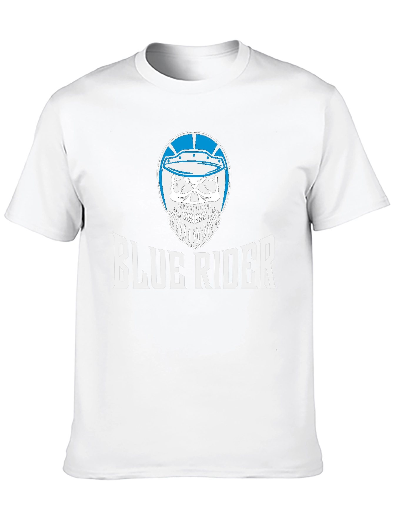 Black Blue Rider Graphic T-Shirt - Skull & Helmet Design view 10