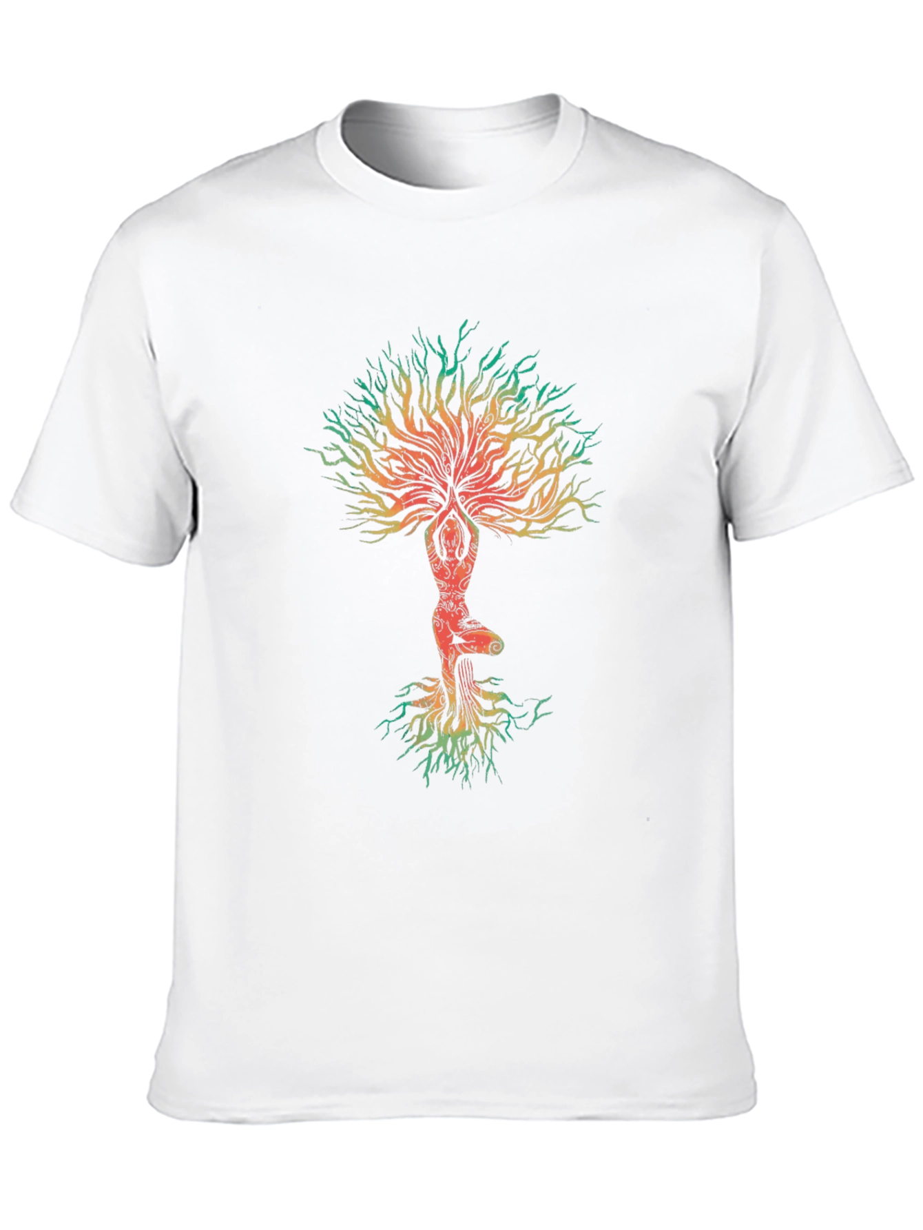 Black Tree of Life Yoga Graphic Tee - Black Cotton Blend view 10