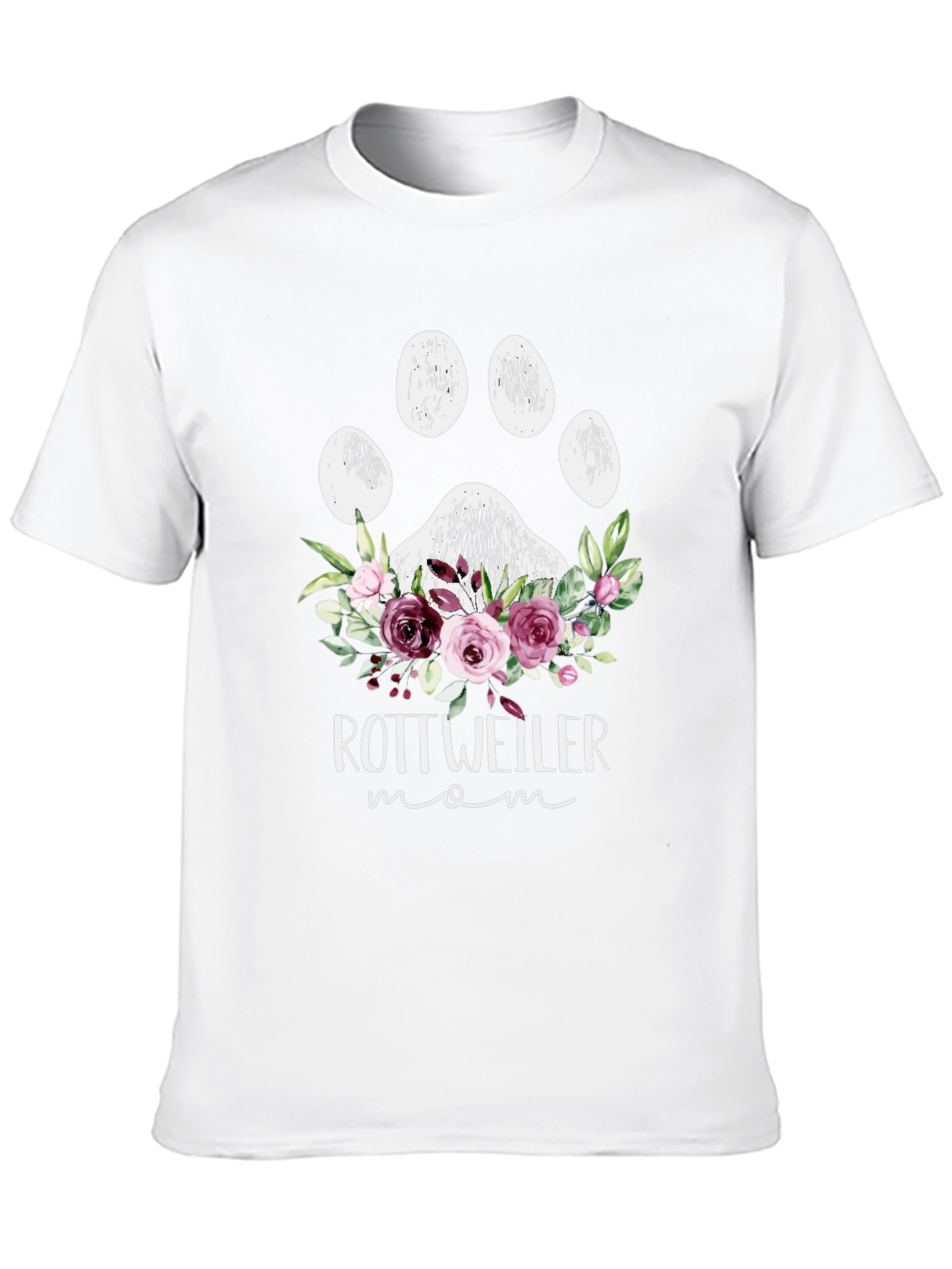 Rottweiler Mom Floral Paw Print T-Shirt - 10