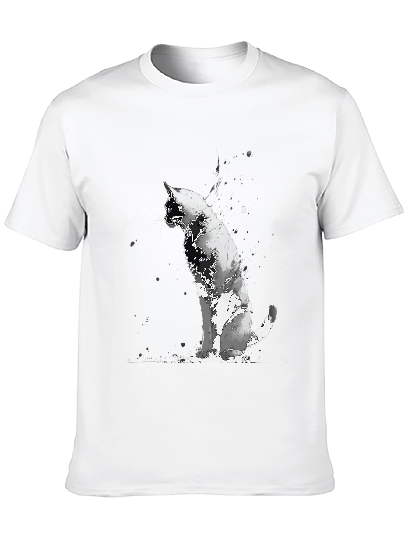 Black Black Cat Watercolor Graphic T-Shirt view 10