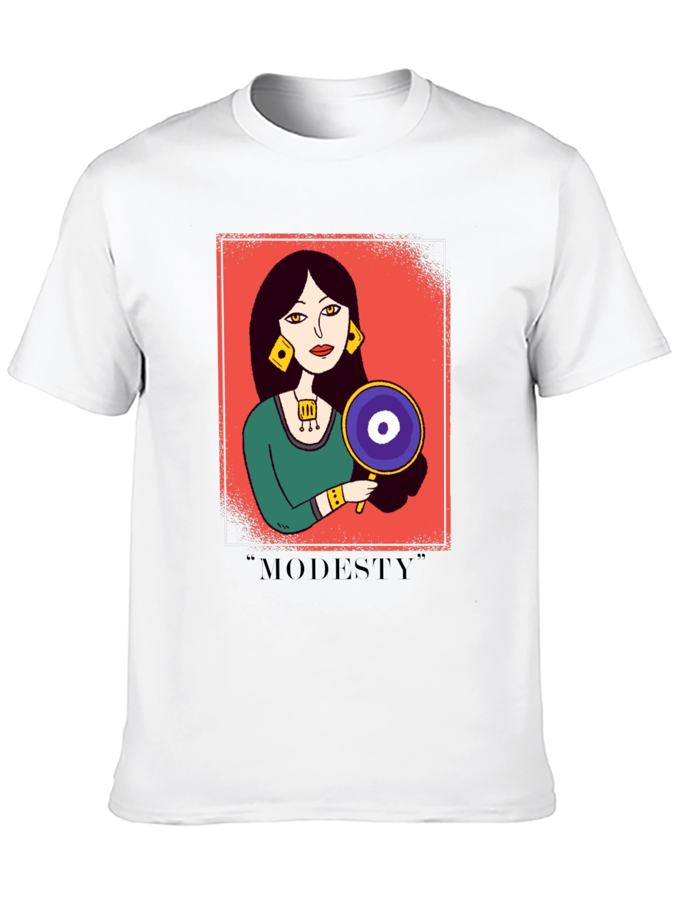 Black Graphic T-Shirt with "Modesty" Design view 10