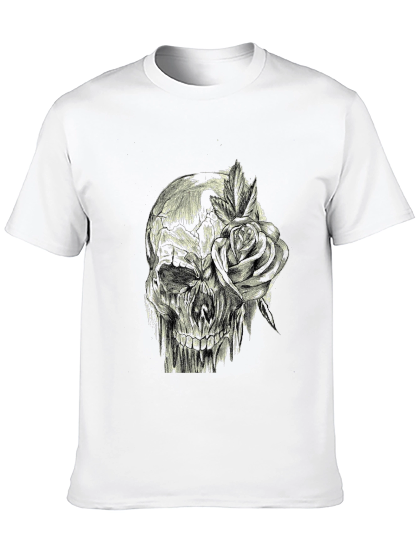 Black Skull and Rose Graphic Print Tee - Edgy Style view 10