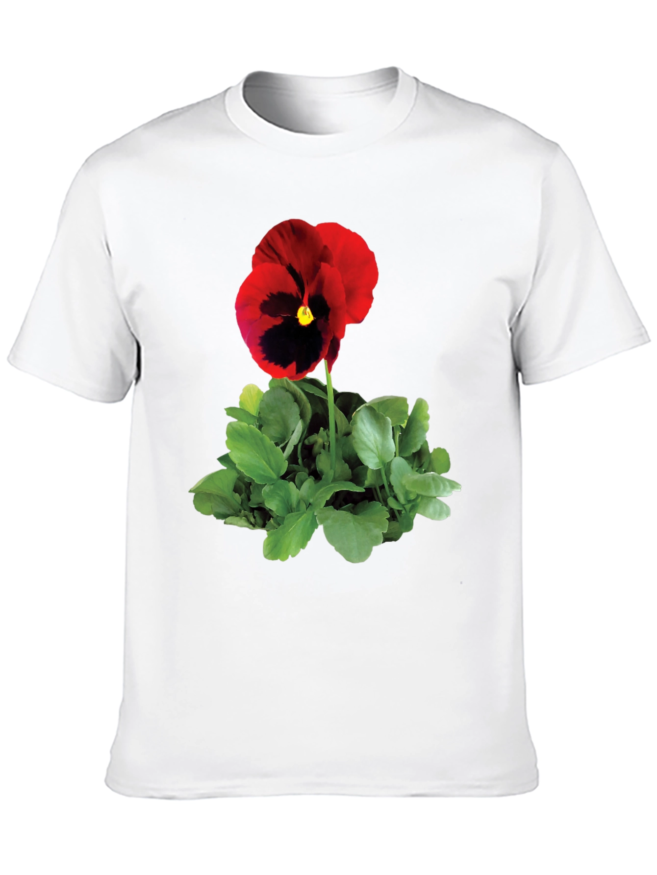 Black Pansy Flower Graphic Tee - Black Unisex T-Shirt view 10