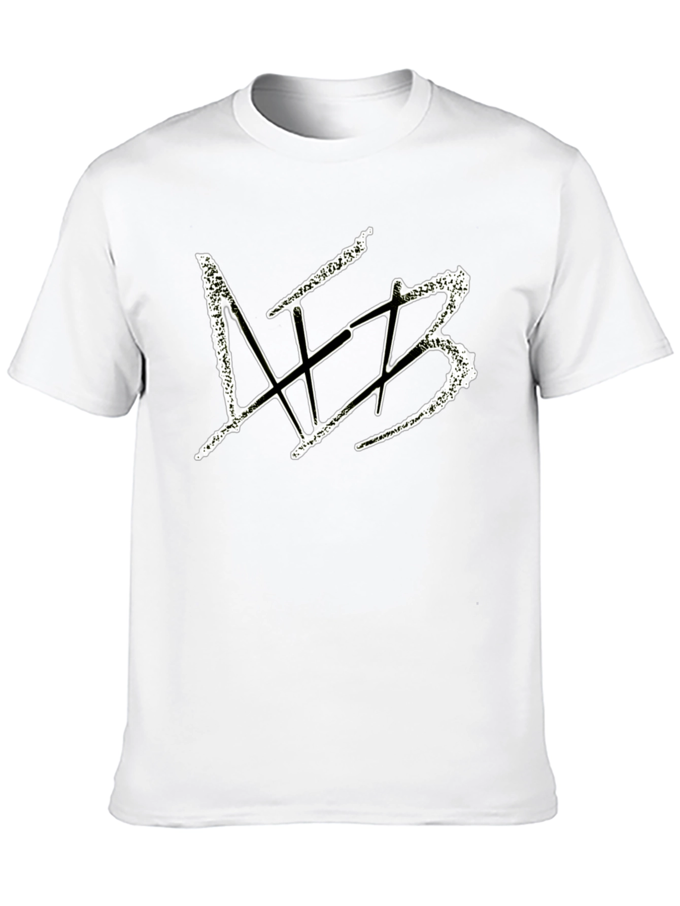Black Men's Black Graphic Tee - Distressed White Design view 10