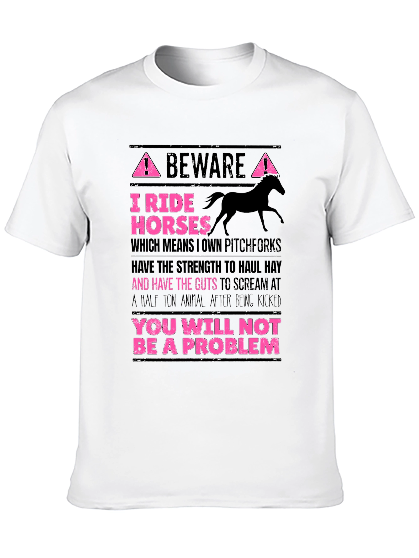 Black Beware I Ride Horses Graphic Tee view 10