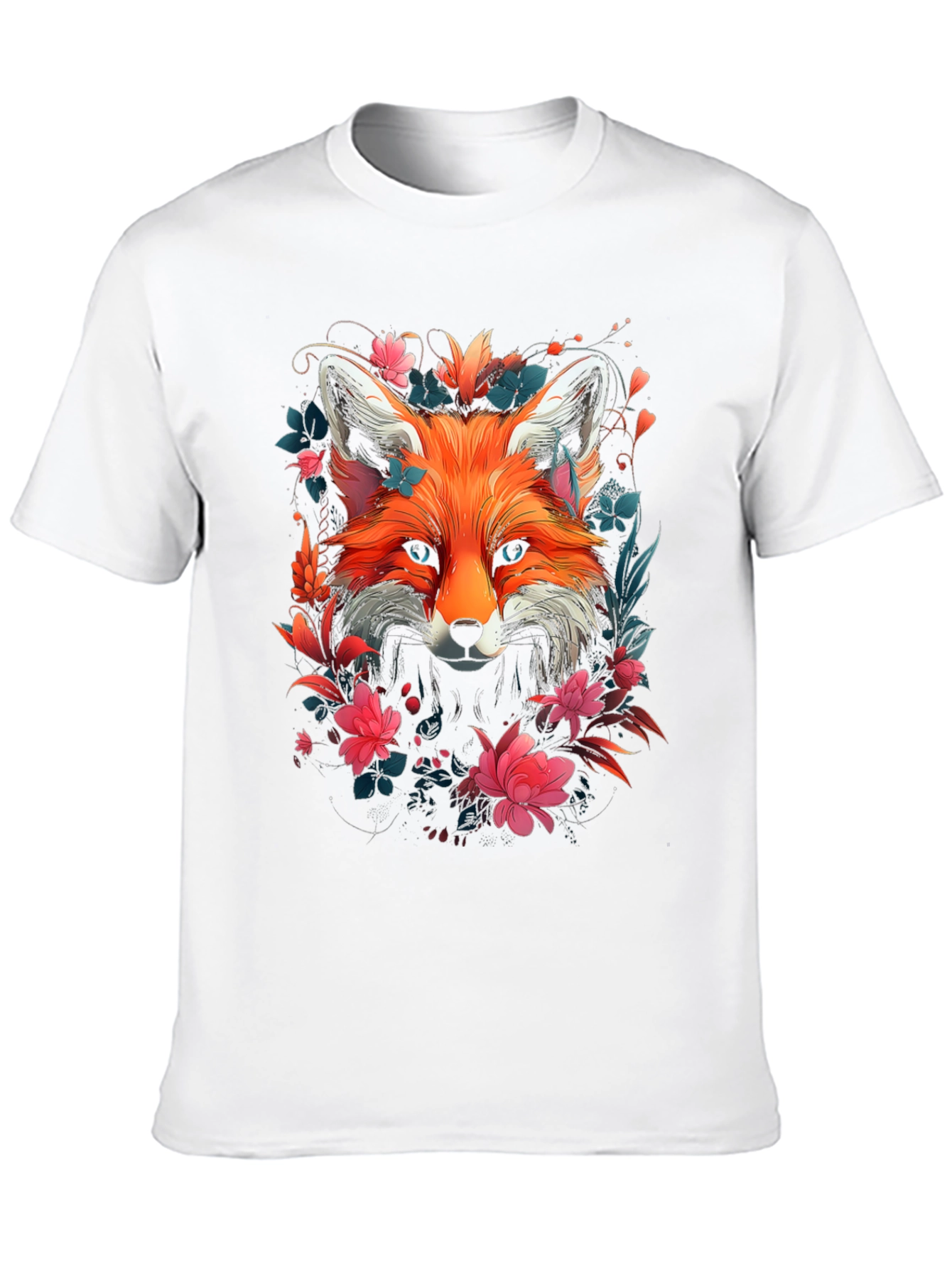 Black Floral Fox Graphic Tee - Stylish Unisex T-Shirt view 10