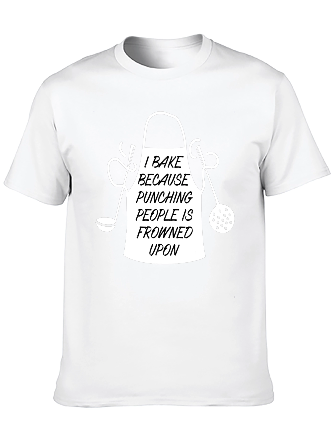 Black I Bake Because Punching People T-Shirt Funny Chef Tee view 10