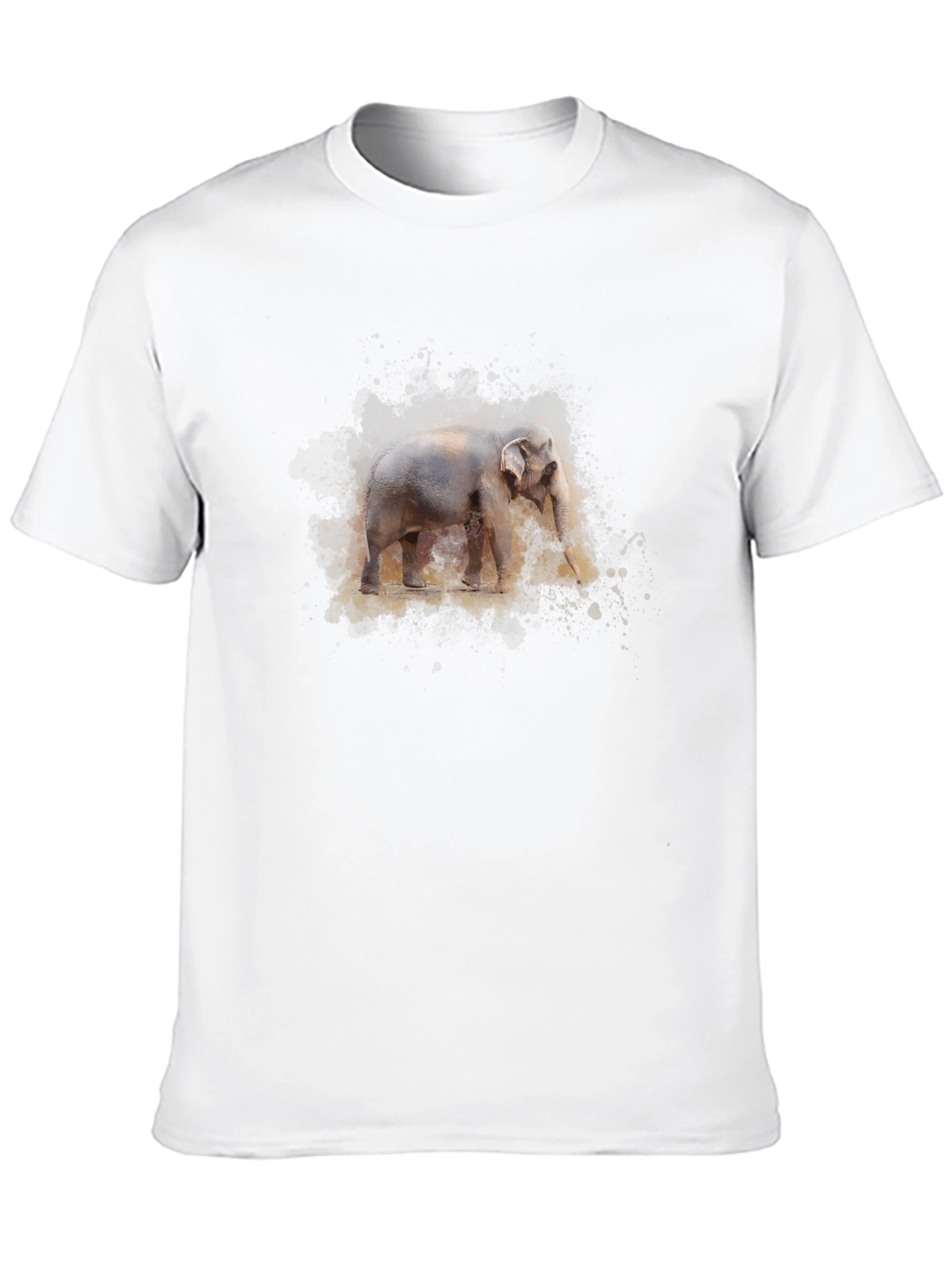 Black Elephant Watercolor Print Black T-Shirt view 10