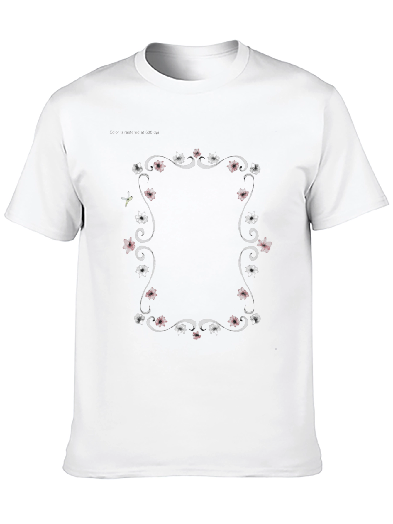 Black Floral Frame Graphic Tee - Black Unisex T-Shirt view 10