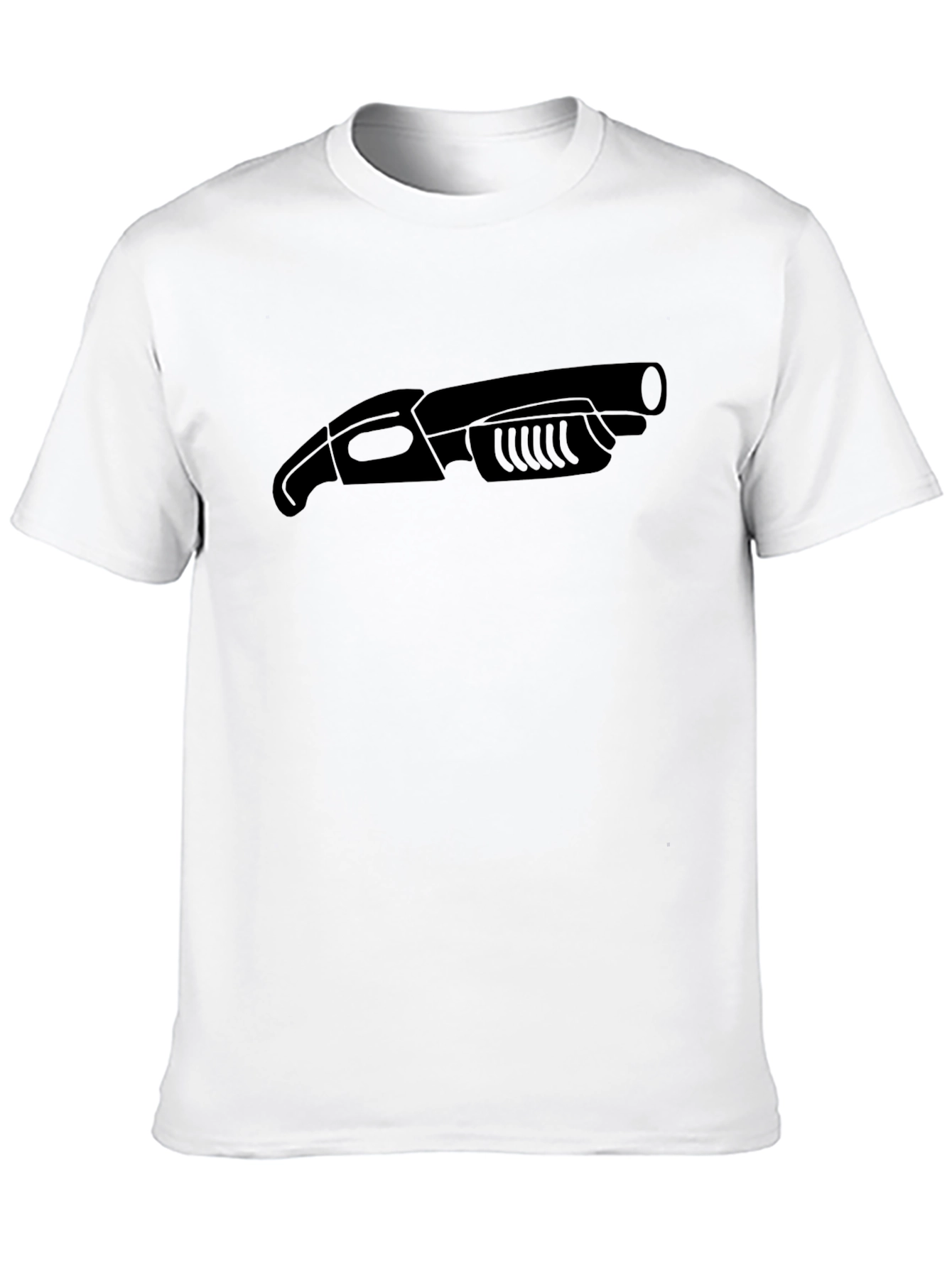 Black Men's Black T-Shirt with Novelty Gun Graphic view 10