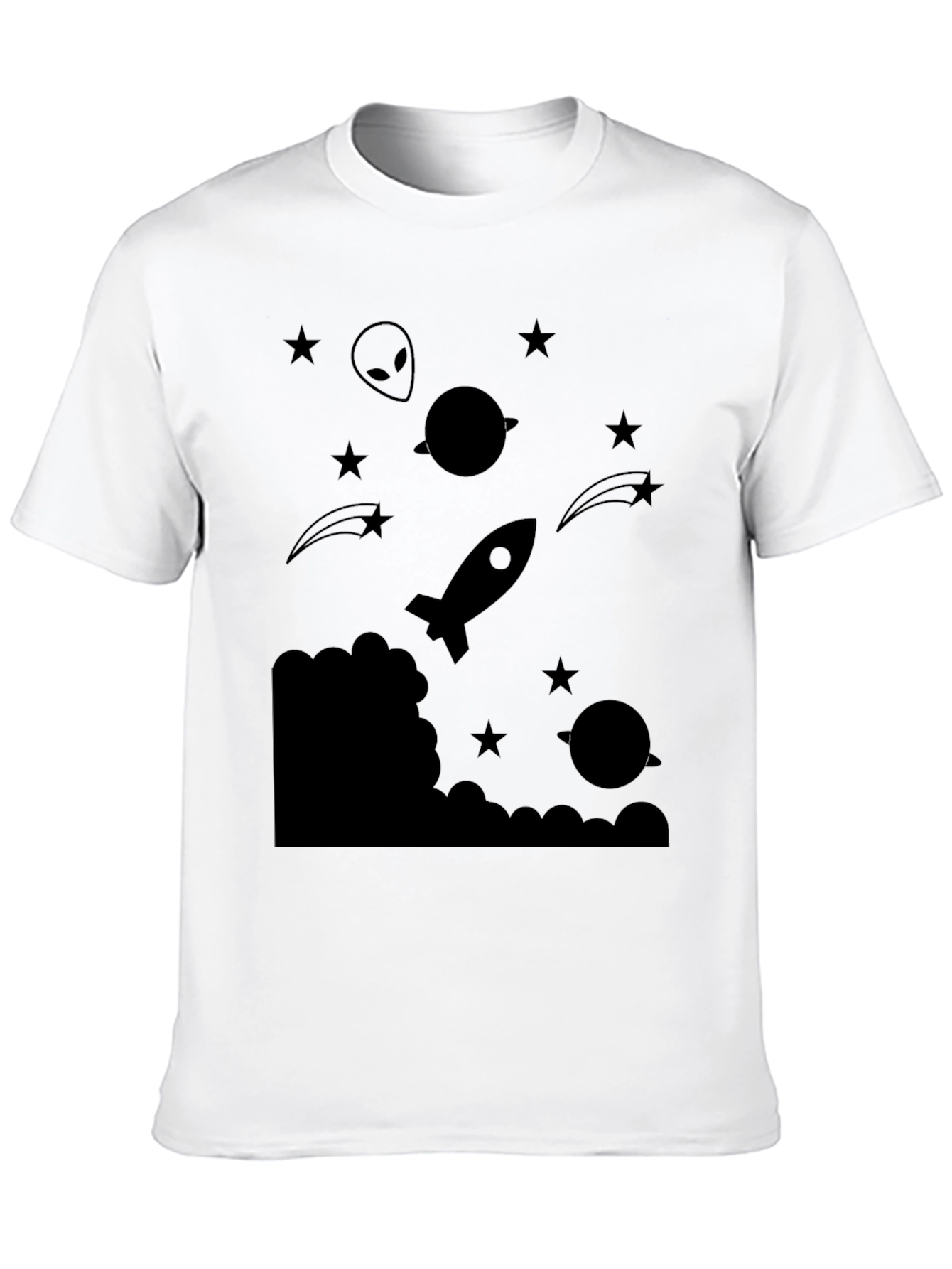 Black Cosmic Rocket Graphic T-Shirt view 10