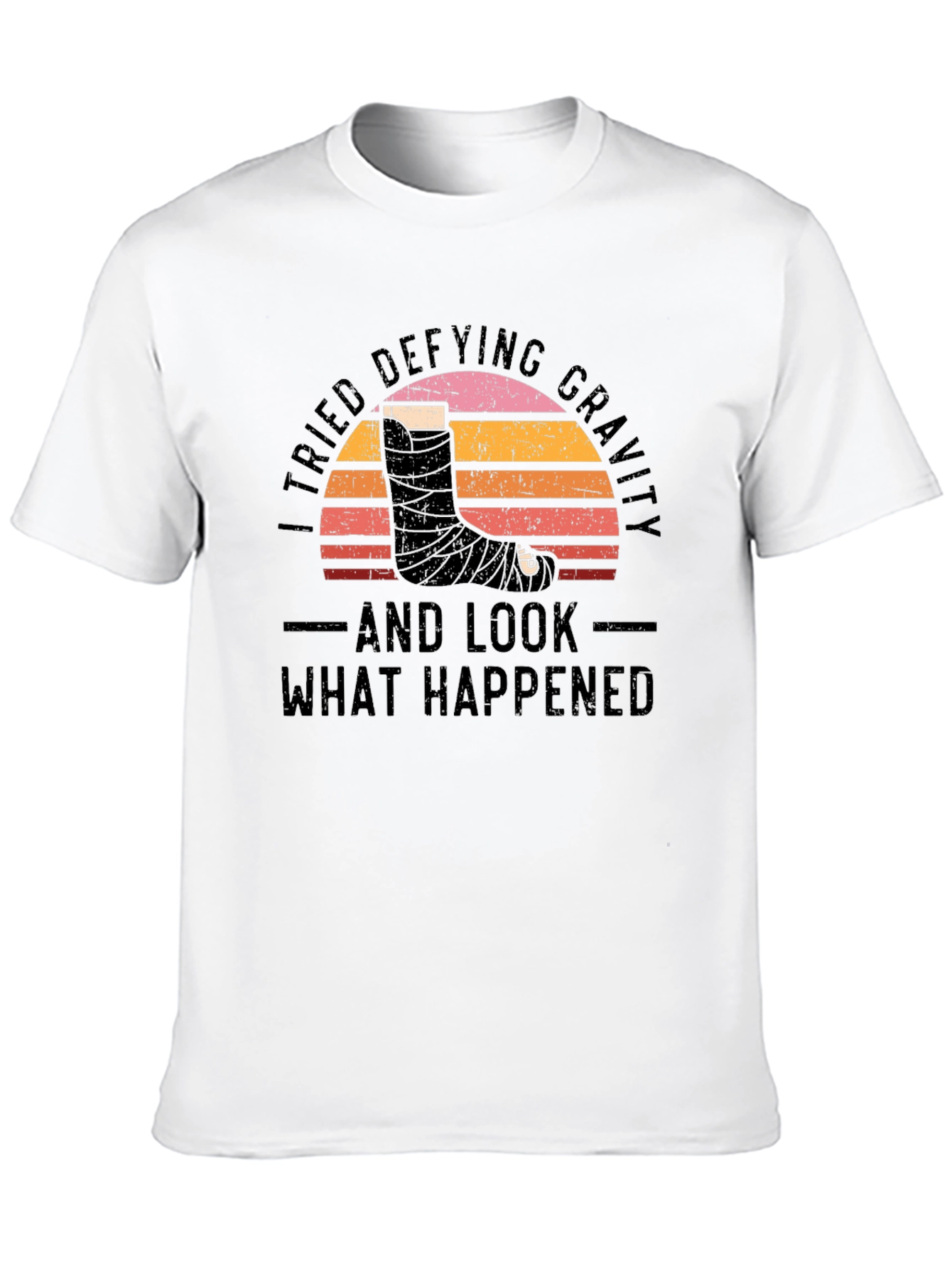Black Defying Gravity Graphic Tee - Broken Leg Humor view 10