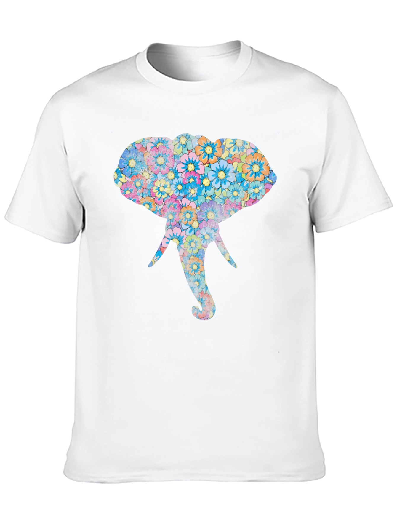 Black Floral Elephant Graphic Print Black T-Shirt view 10