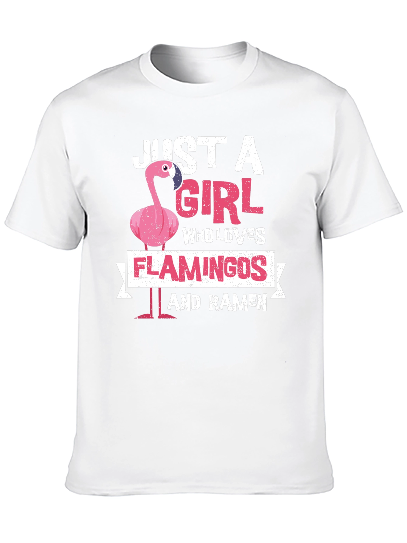 Black Just A Girl Who Loves Flamingos and Ramen T-Shirt view 10