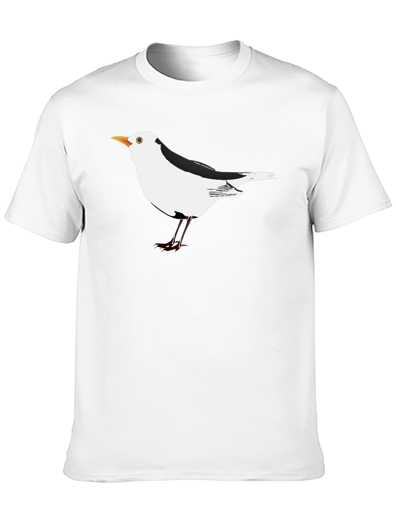 Black Black T-Shirt with Unique Seagull Bird Graphic view 10