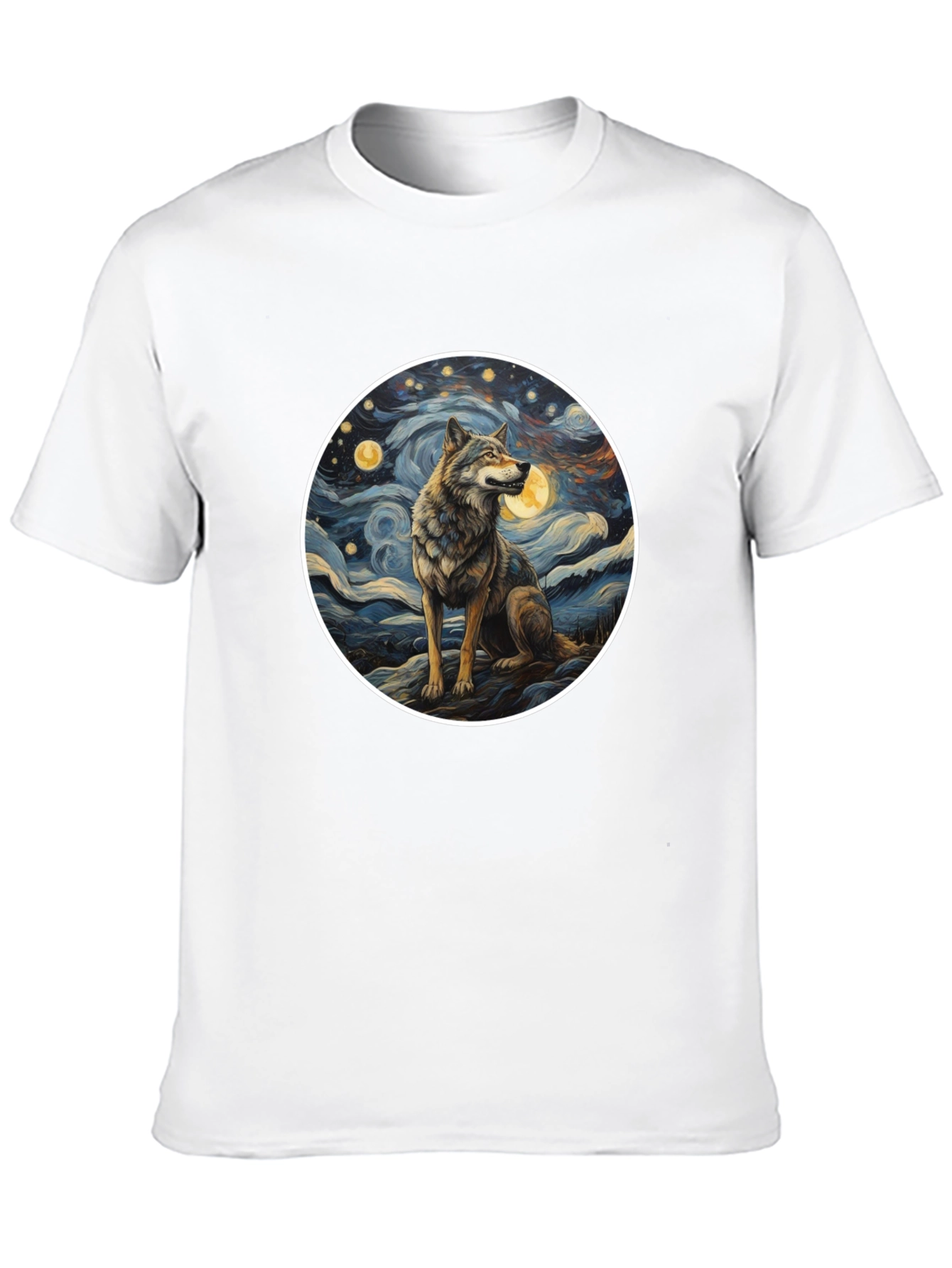 Black Wolf in Starry Night Men's T-Shirt view 10