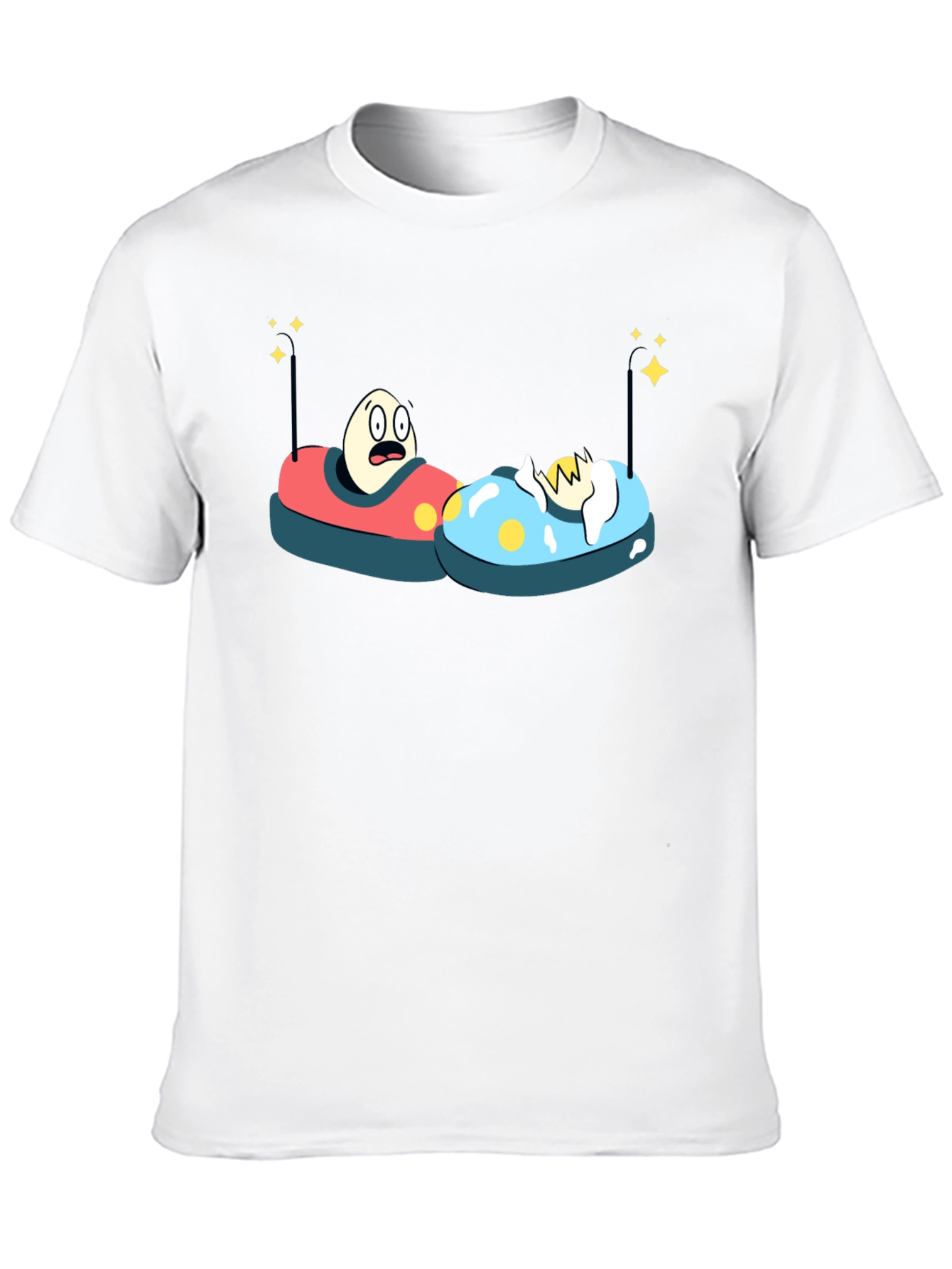 Black Bumper Car Eggs T-Shirt - Fun Cartoon Graphic Tee view 10