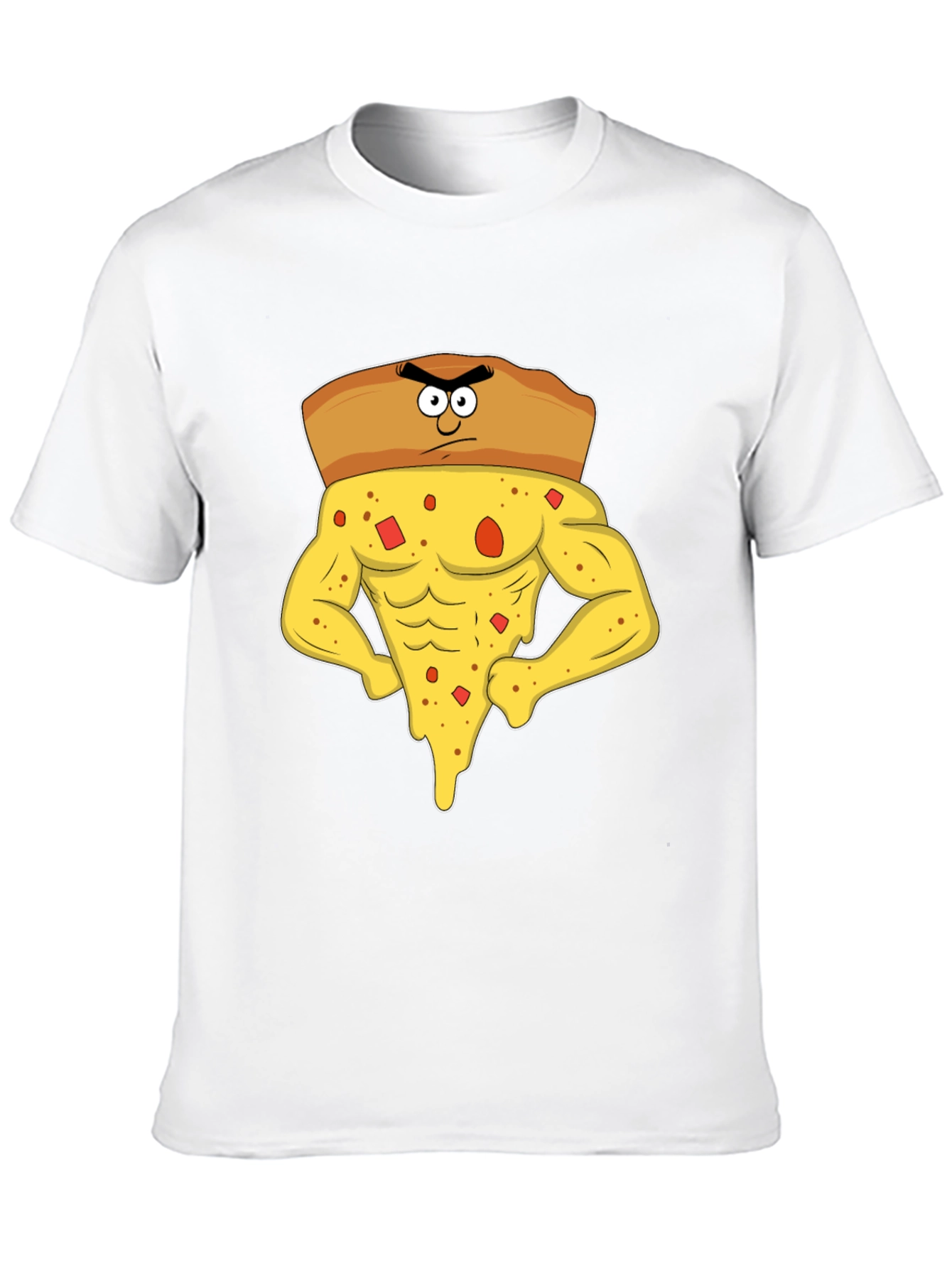 Black Funny Muscular Pizza Slice Graphic T-Shirt view 10