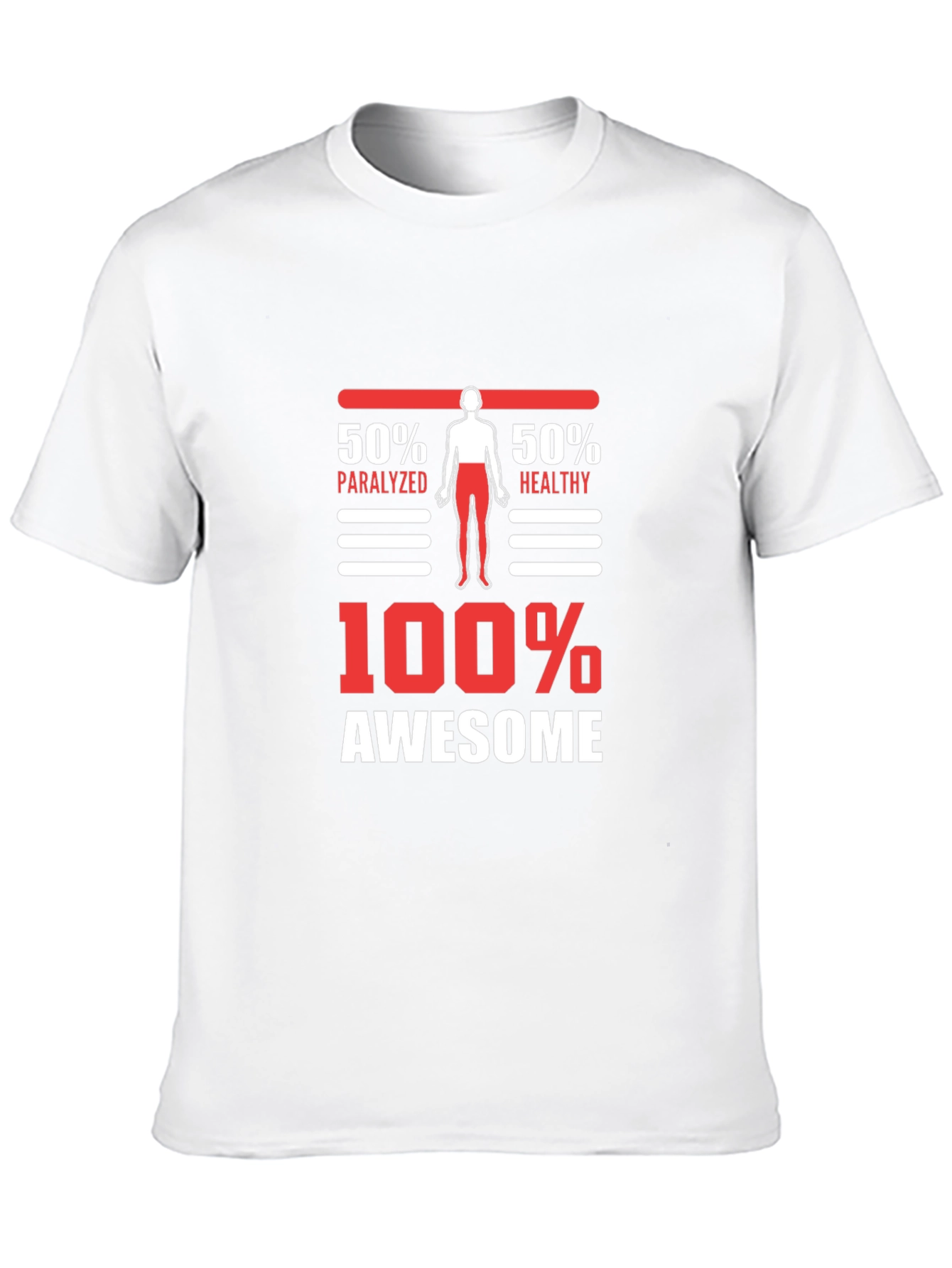 Black 100% Awesome Graphic Tee - Funny Paralyzed Healthy T-Shirt view 10