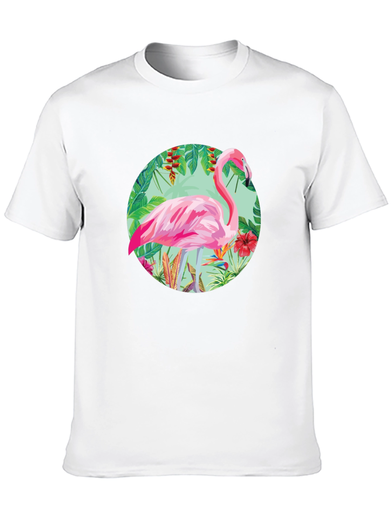 Black Tropical Flamingo Graphic Tee - Stylish Men's T-Shirt view 10
