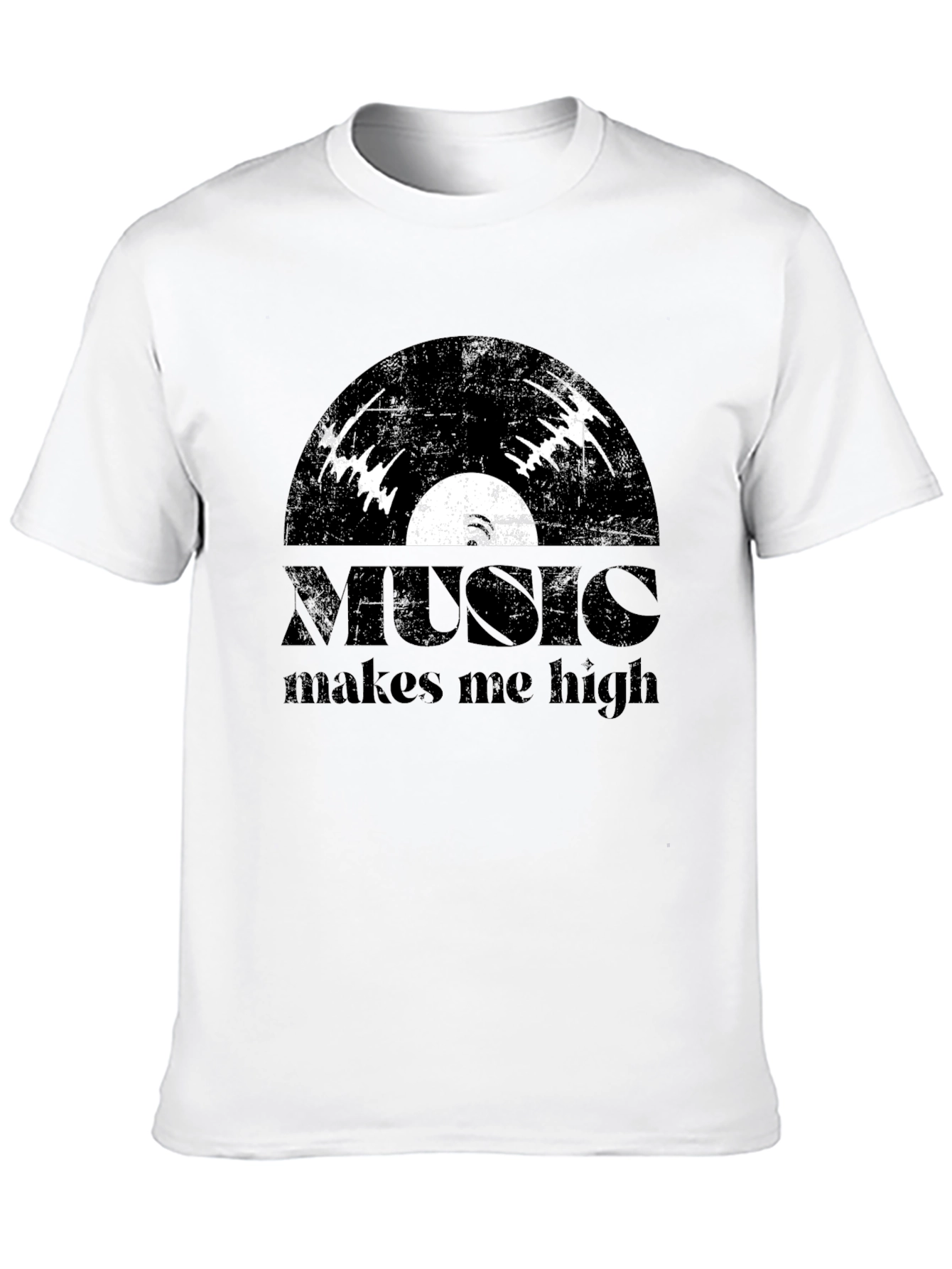 Black Music Makes Me High Black Graphic T-Shirt view 10