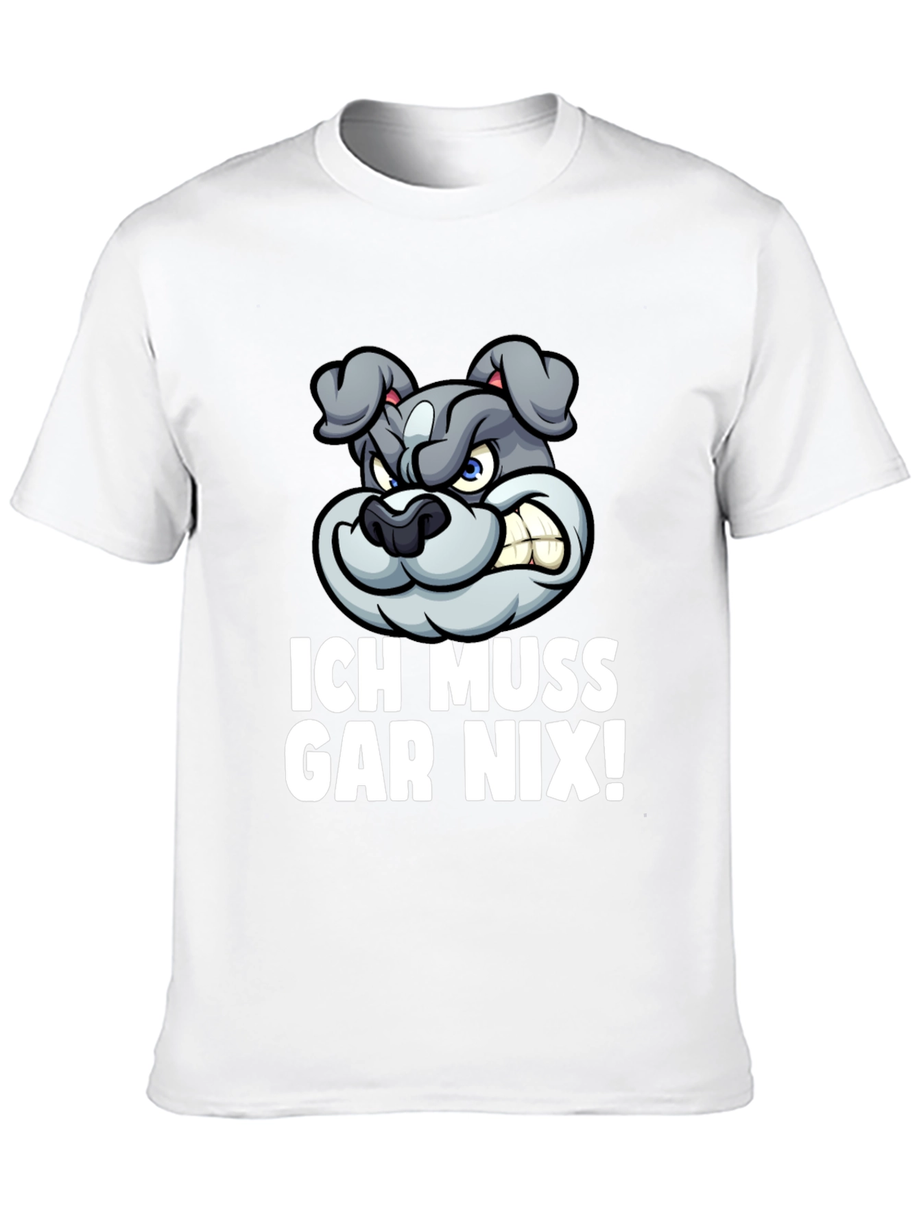 Black Funny Bulldog Graphic Tee - "Ich Muss Gar Nix!" T-Shirt view 10