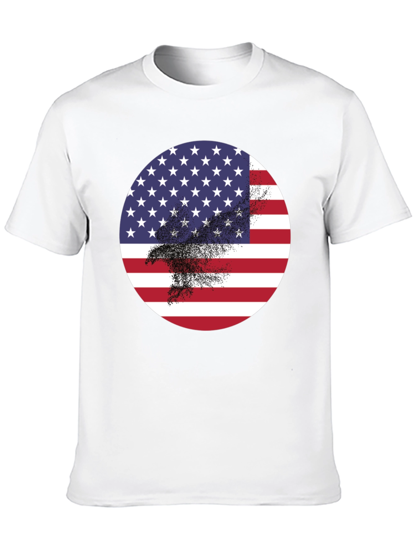 Black American Flag Eagle Graphic Black T-Shirt view 10