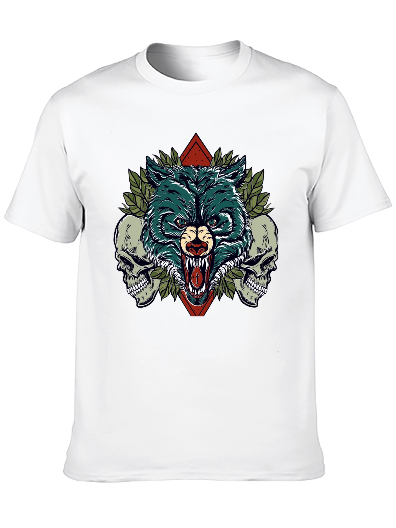 Black Wolf and Skulls Graphic Tee view 10