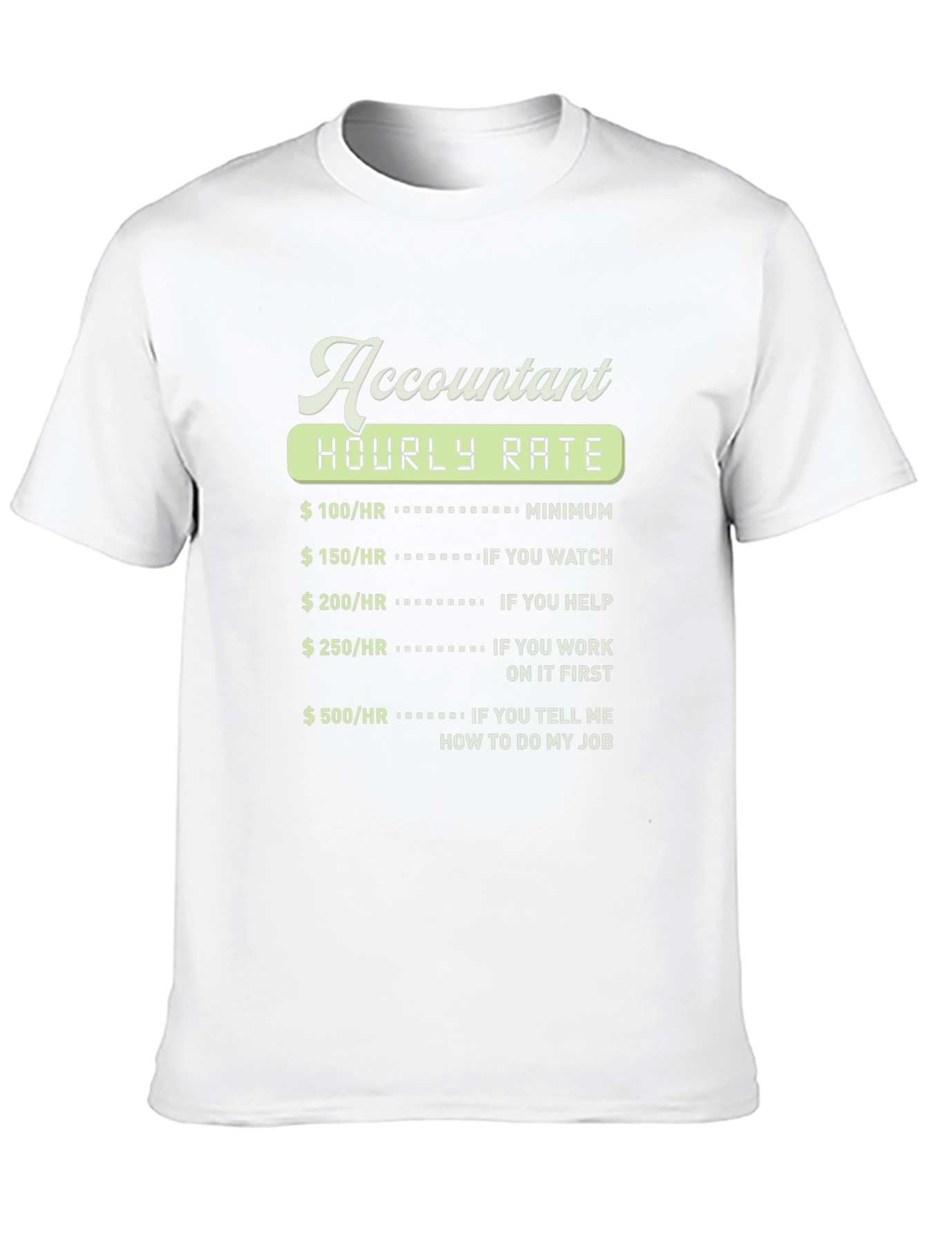 Black Accountant Hourly Rate Graphic T-Shirt view 10