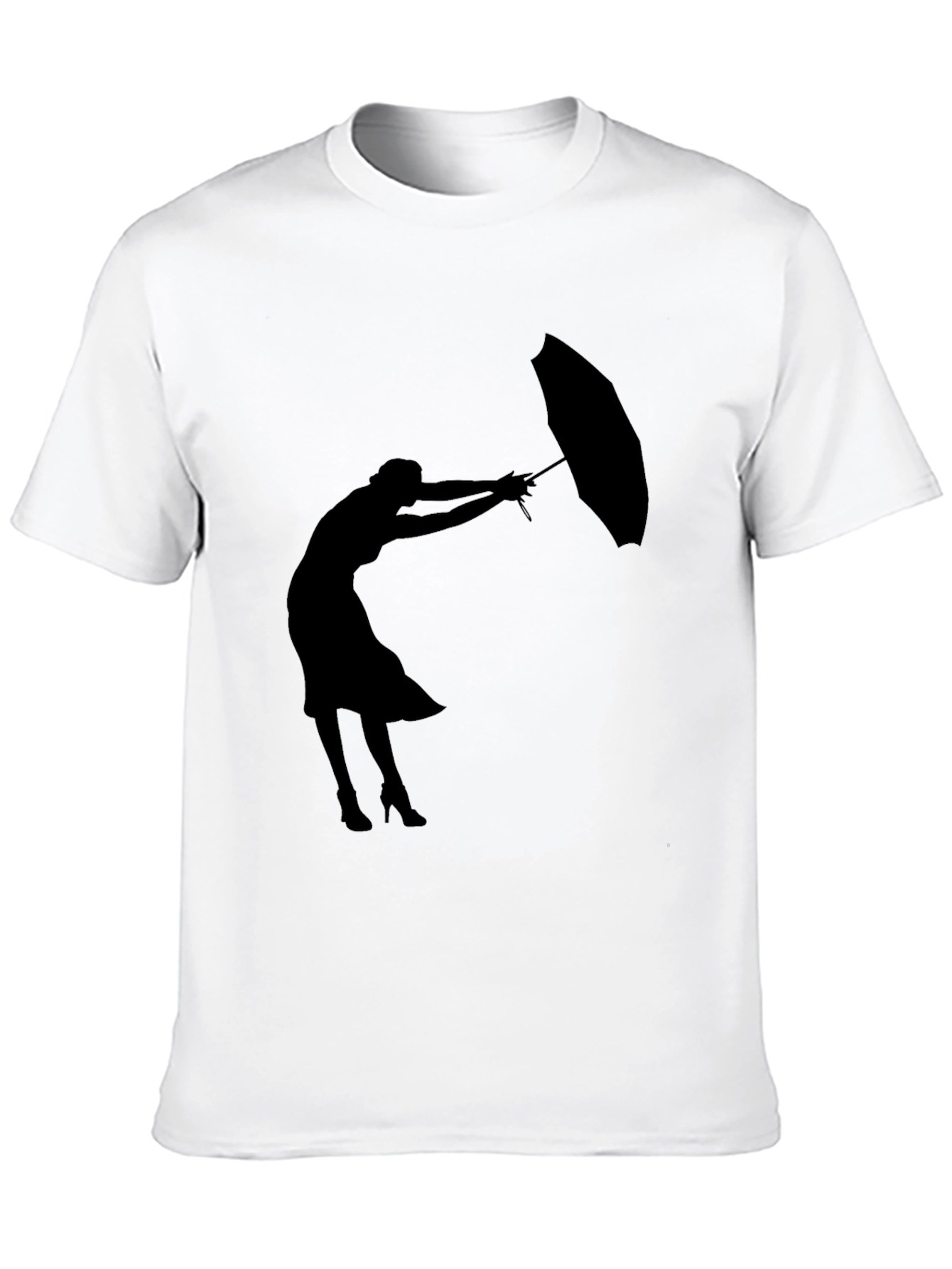 Black Silhouette Umbrella Woman Graphic Tee view 10