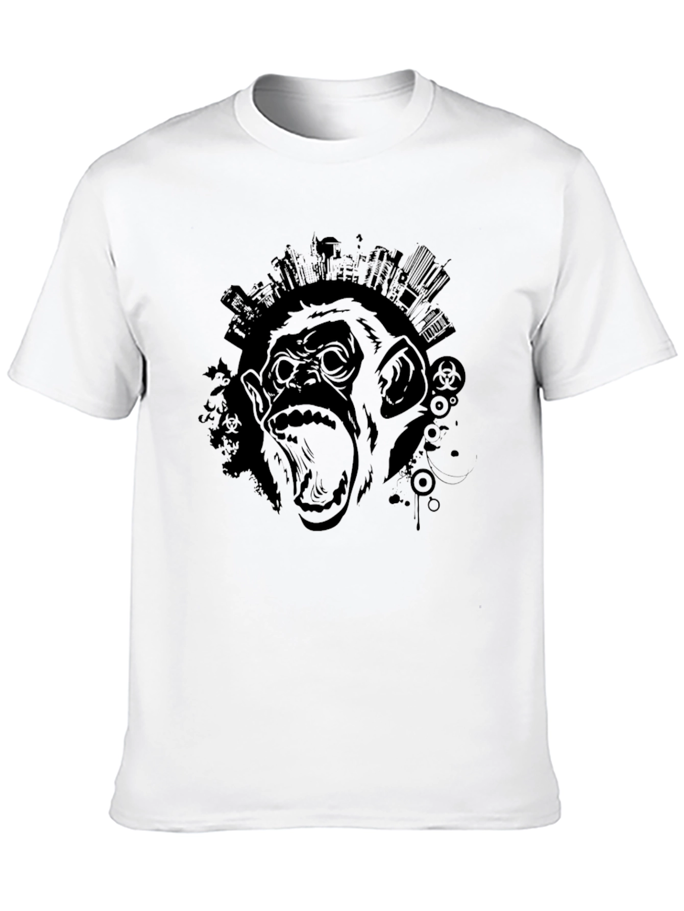 Black Men's Black Graphic Tee - Monkey City view 10
