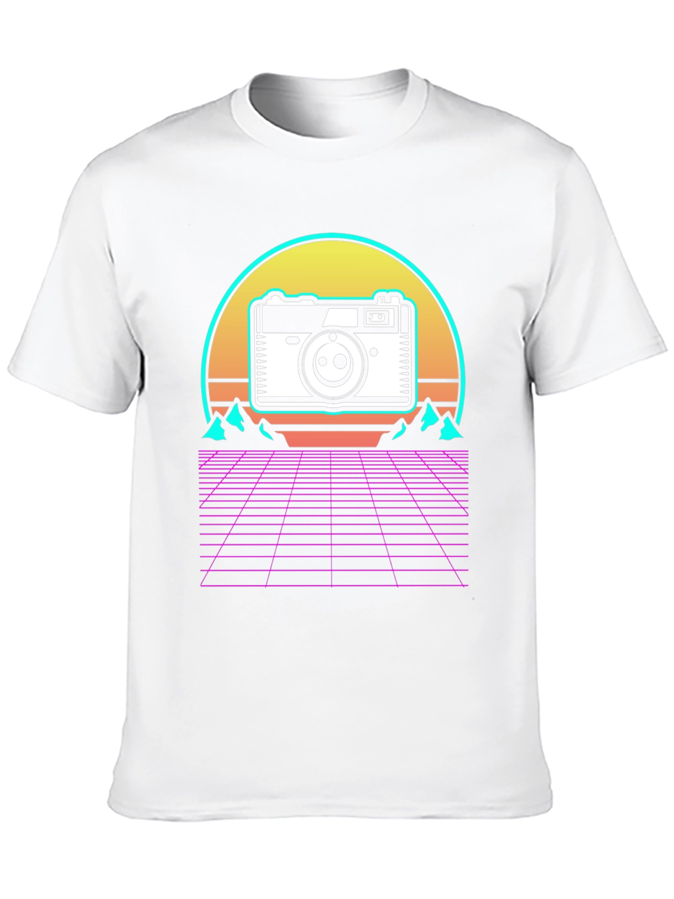 Black Retro Camera Grid T-Shirt view 10