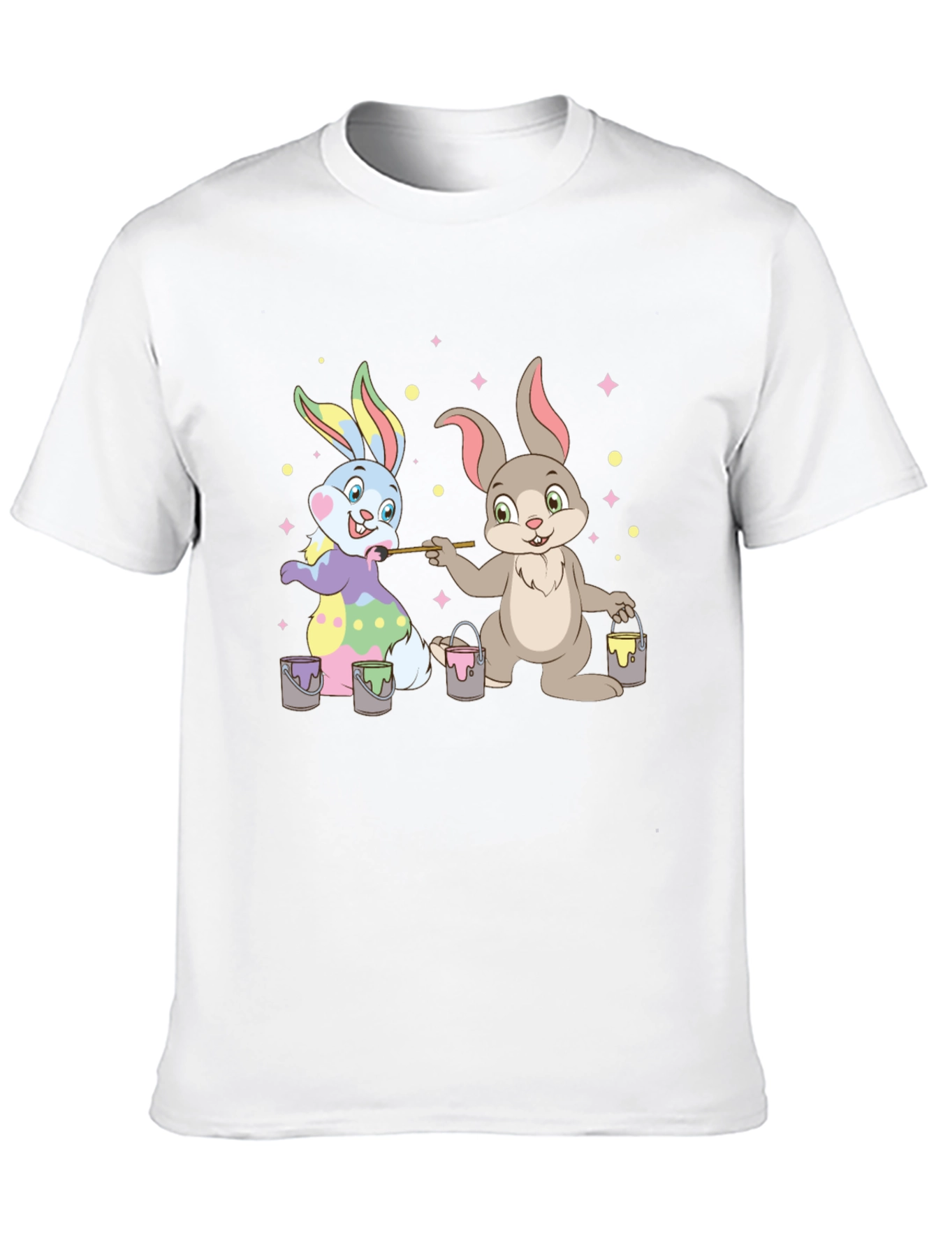 Black Easter Bunnies Painting T-Shirt - Fun Holiday Tee view 10