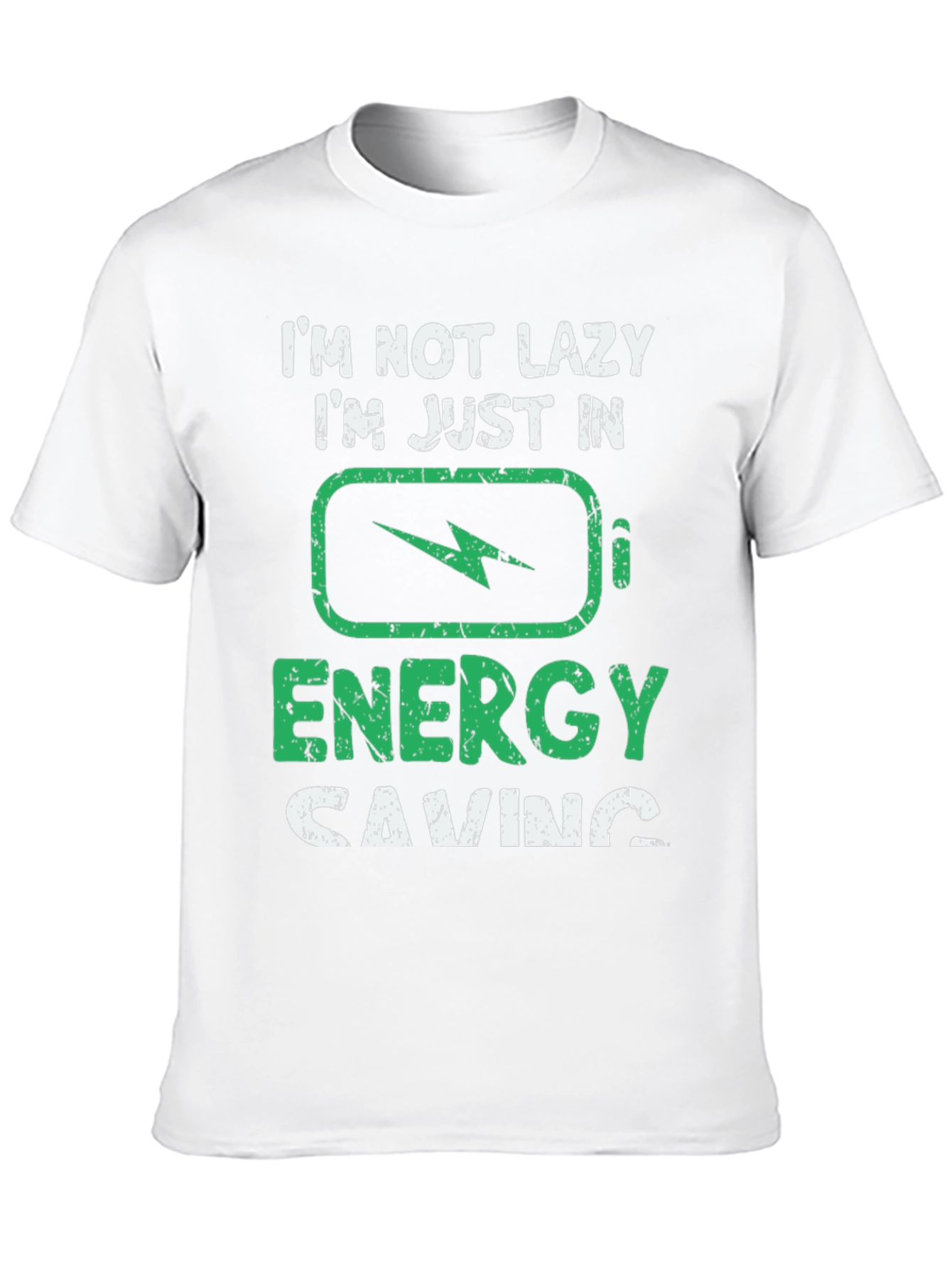Black Funny "Energy Saving" Graphic T-Shirt view 10
