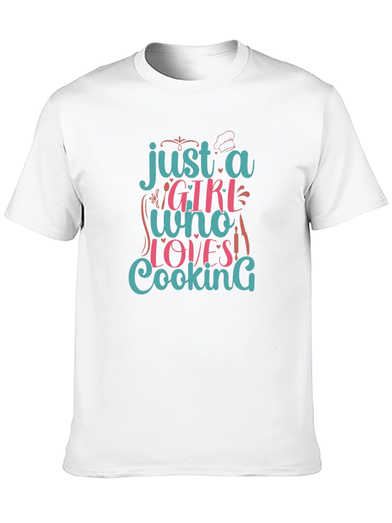 Black Just A Girl Who Loves Cooking Graphic T-Shirt view 10